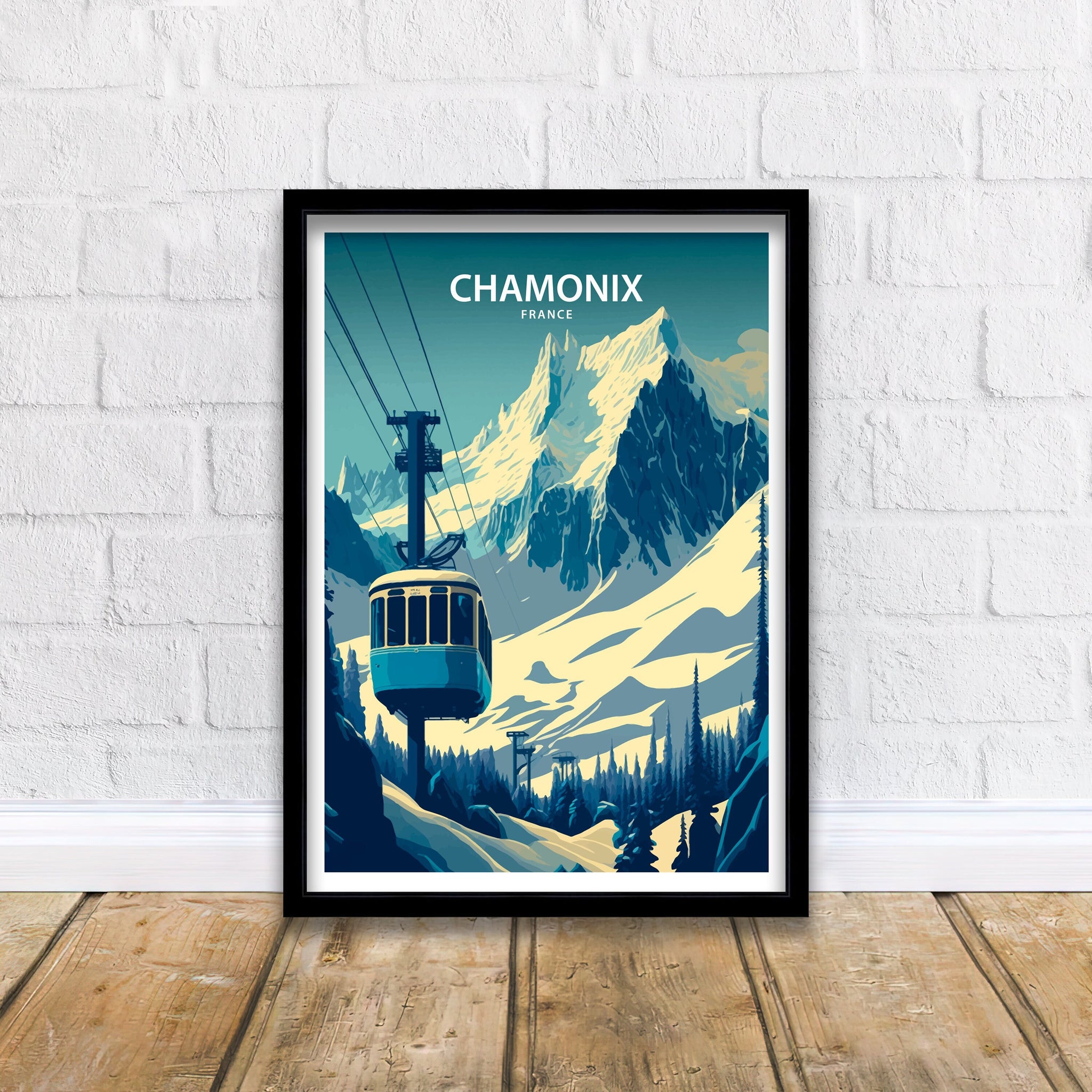Chamonix Ski Poster | French Alps Travel Print