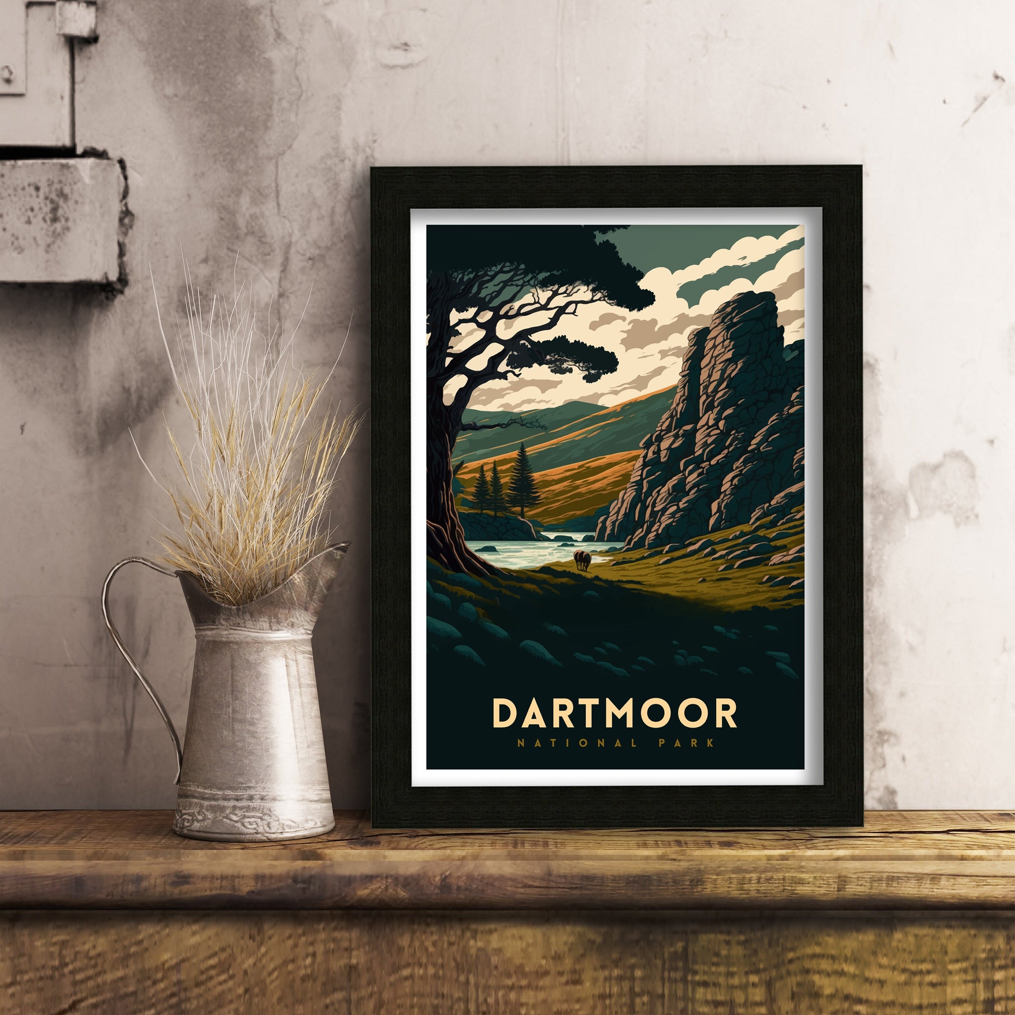 Dartmoor National Park Travel Poster | Devon Landscape Art Print