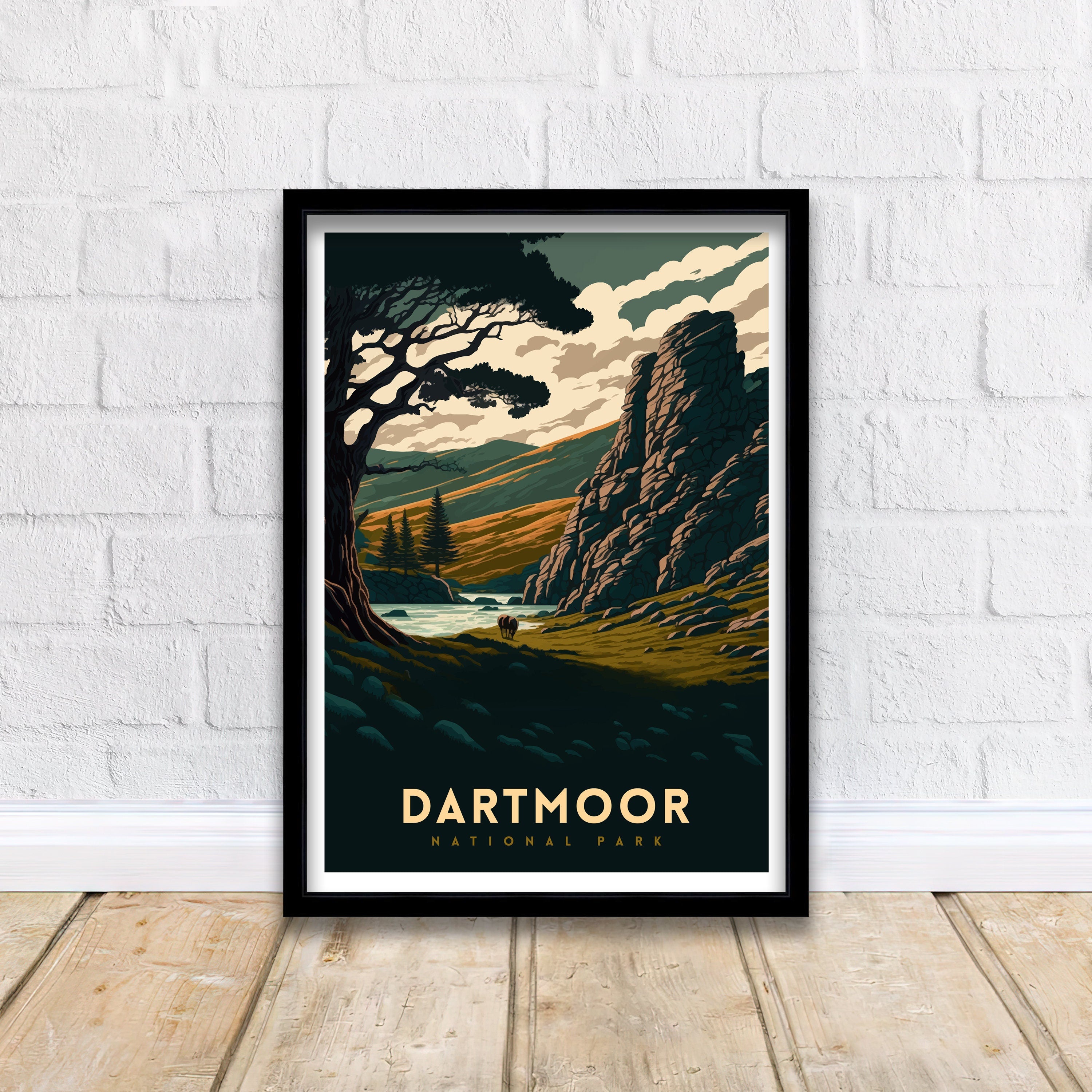 Dartmoor National Park Travel Poster | Devon Landscape Art Print