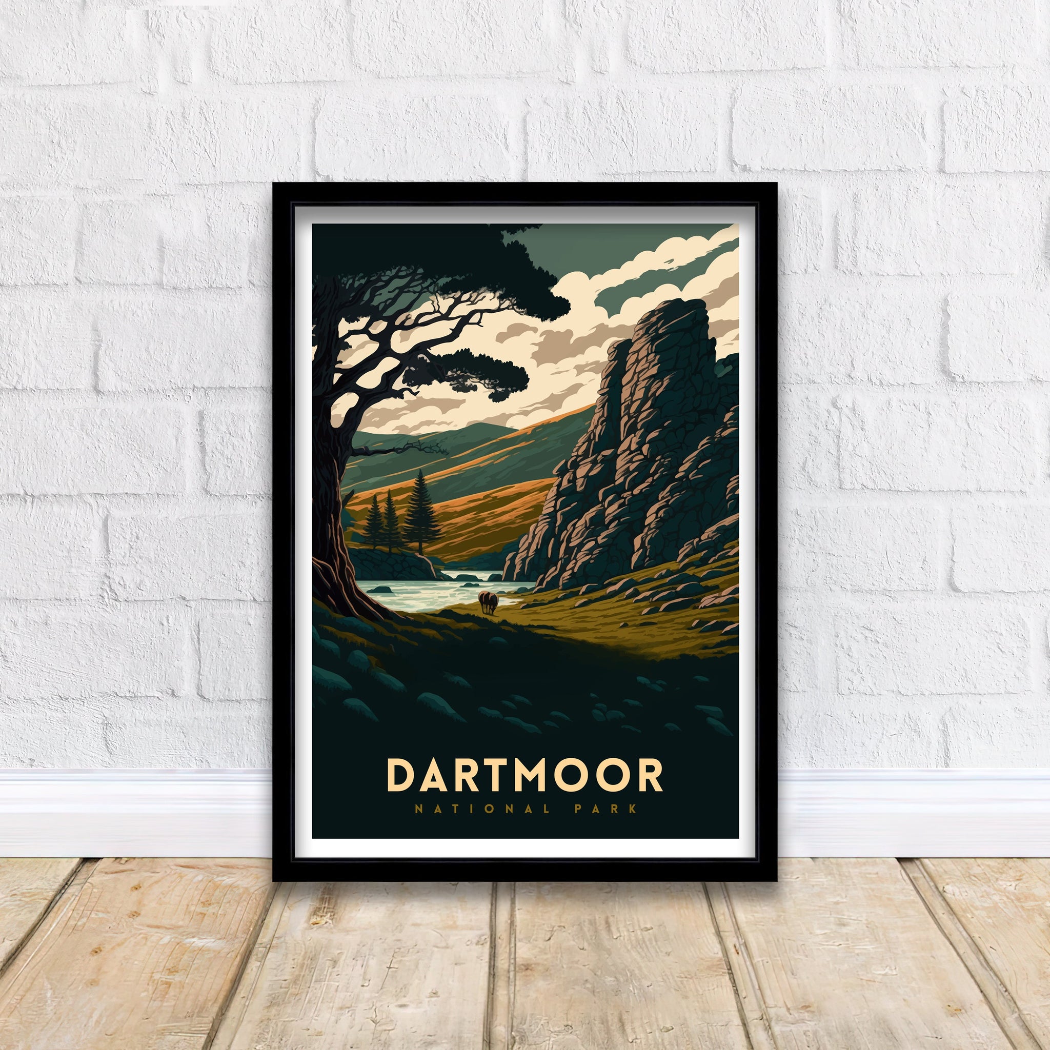 Dartmoor National Park Travel Poster | Devon Landscape Art Print