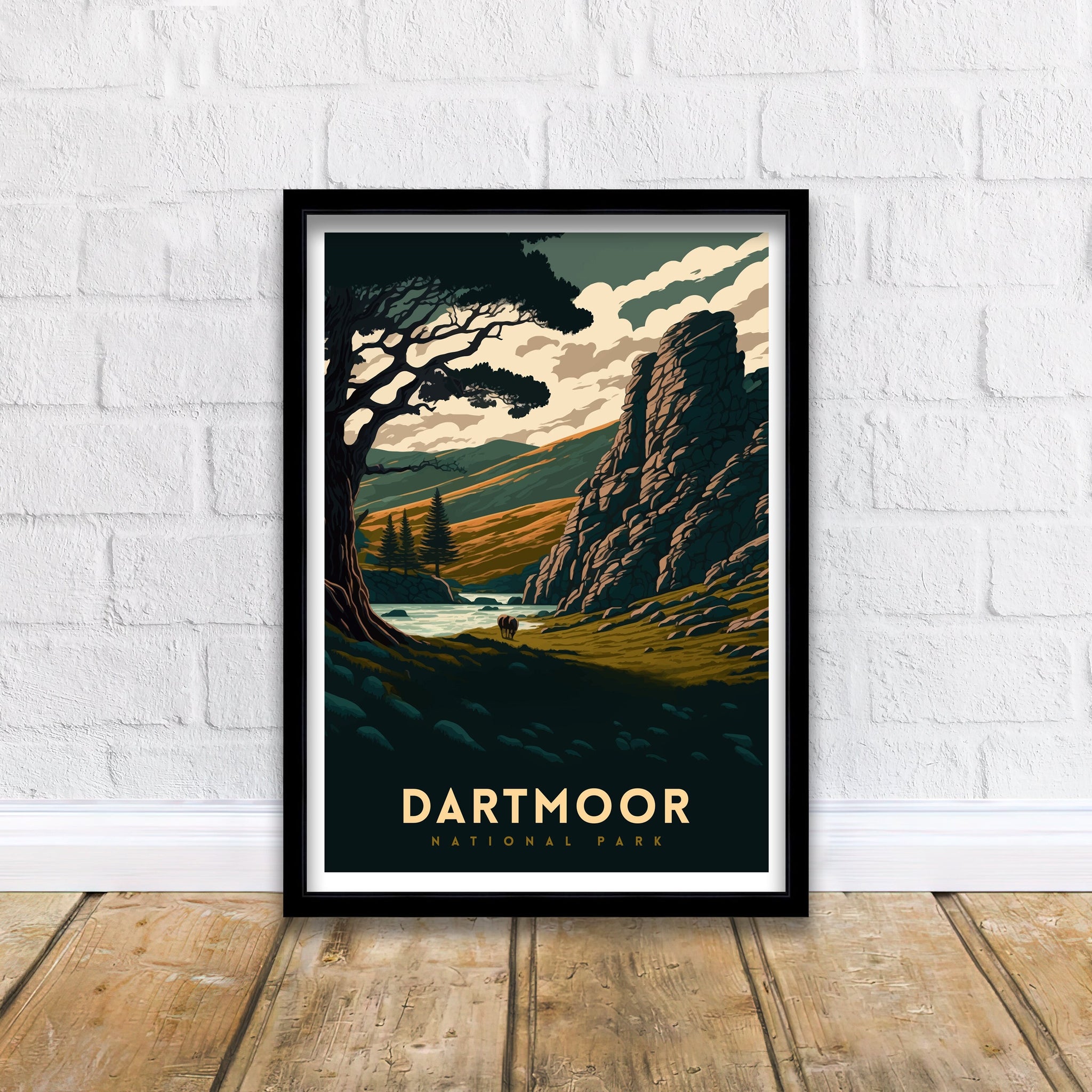 Dartmoor National Park Travel Poster | Devon Landscape Art Print