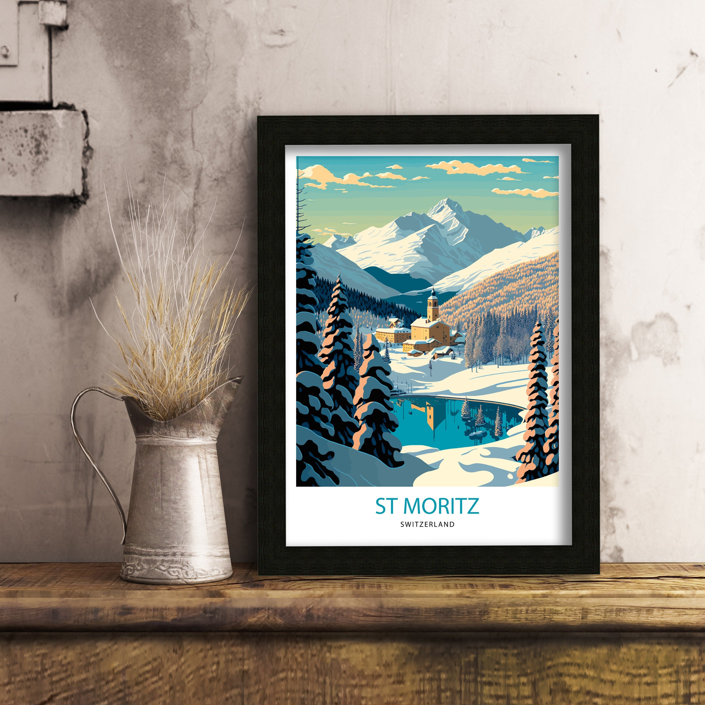 St Moritz Switzerland Art Print | Vintage Travel Poster