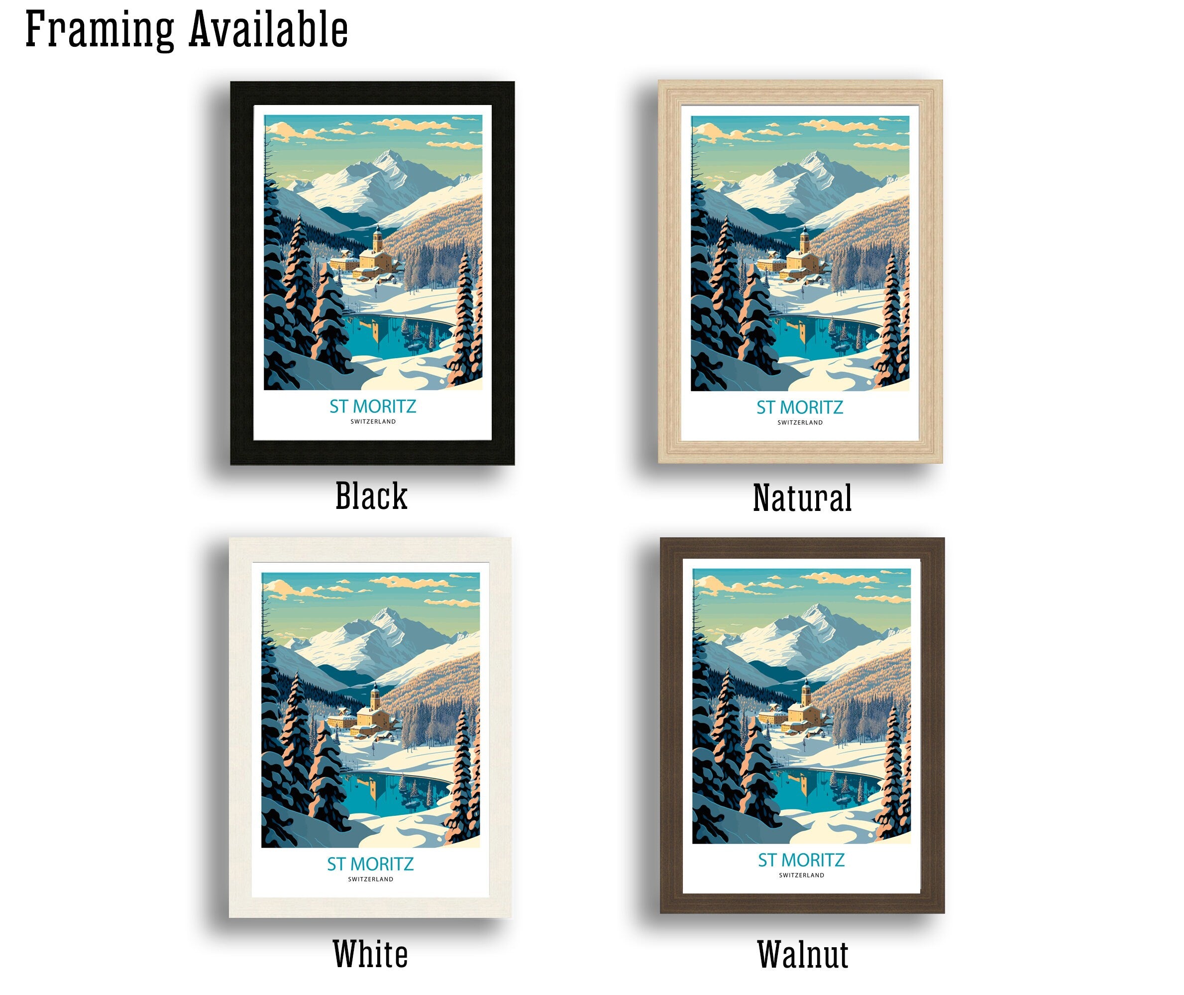 St Moritz Switzerland Art Print | Vintage Travel Poster