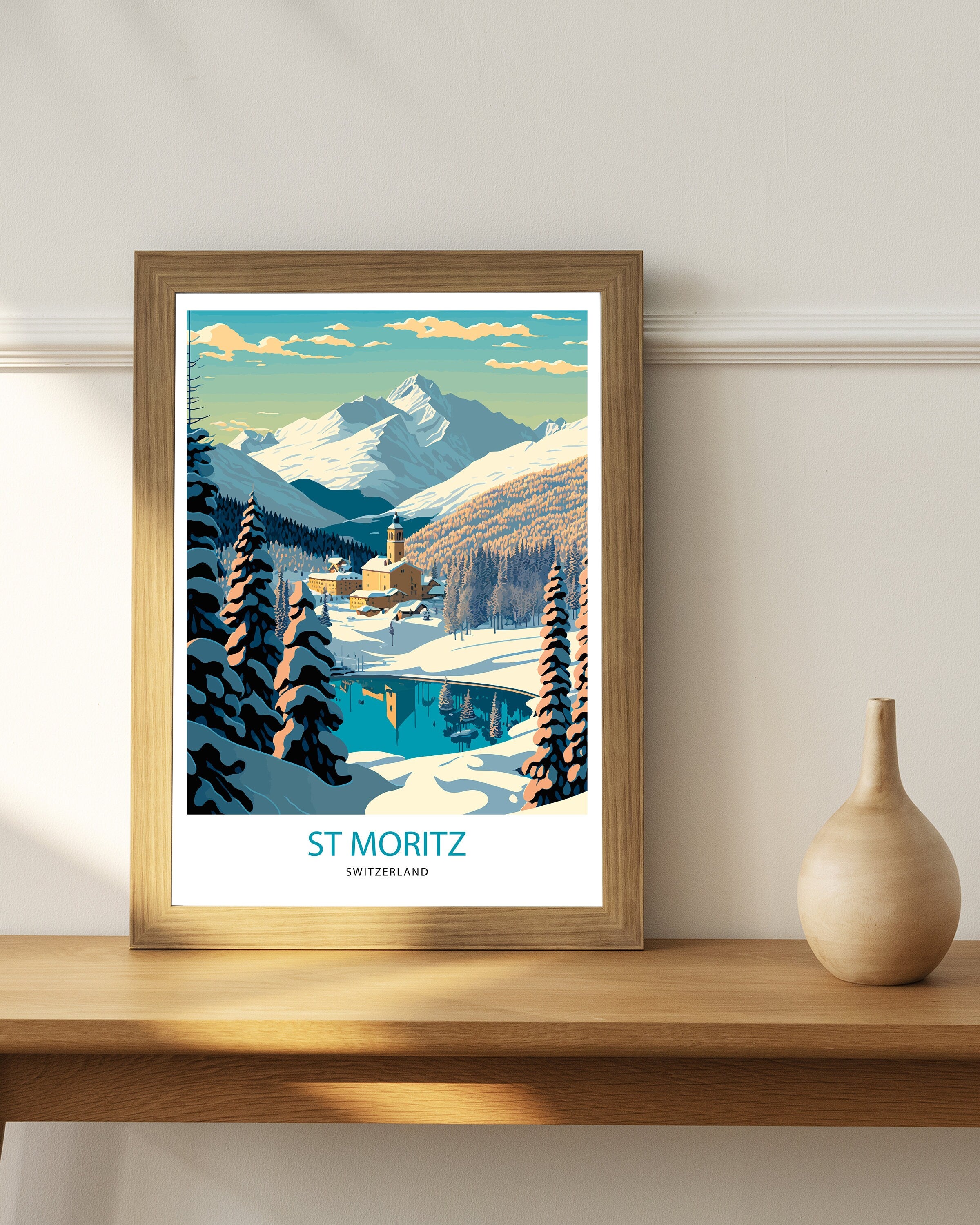 St Moritz Switzerland Art Print | Vintage Travel Poster