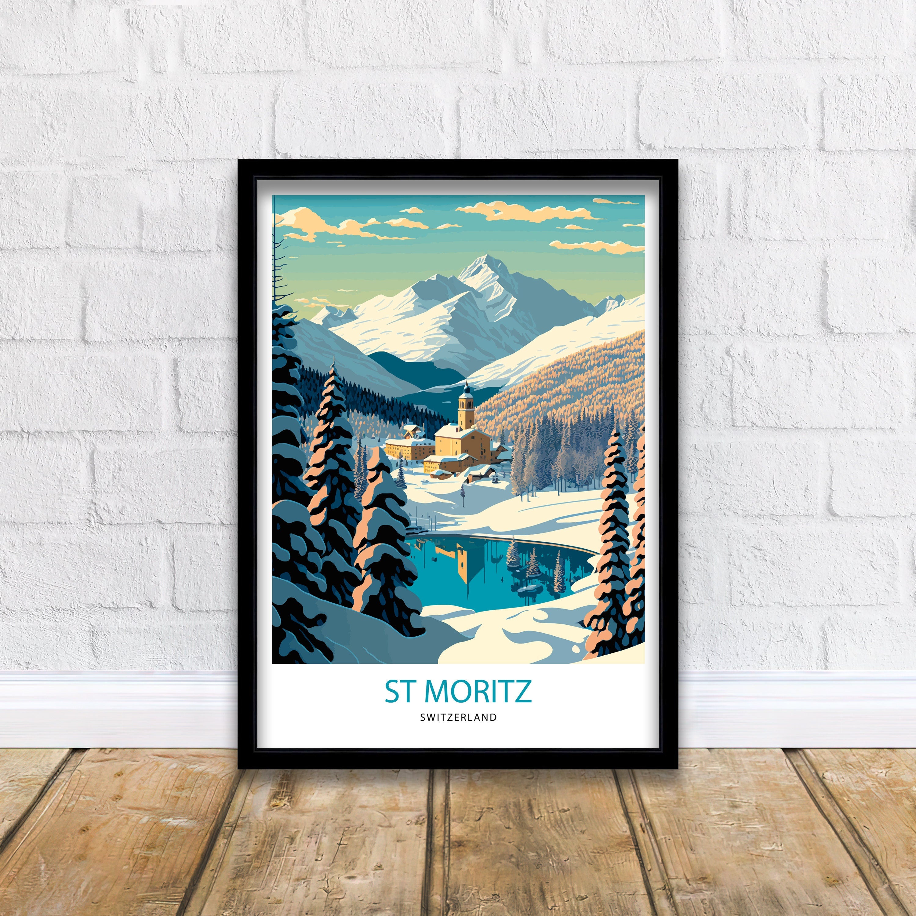 St Moritz Switzerland Art Print | Vintage Travel Poster