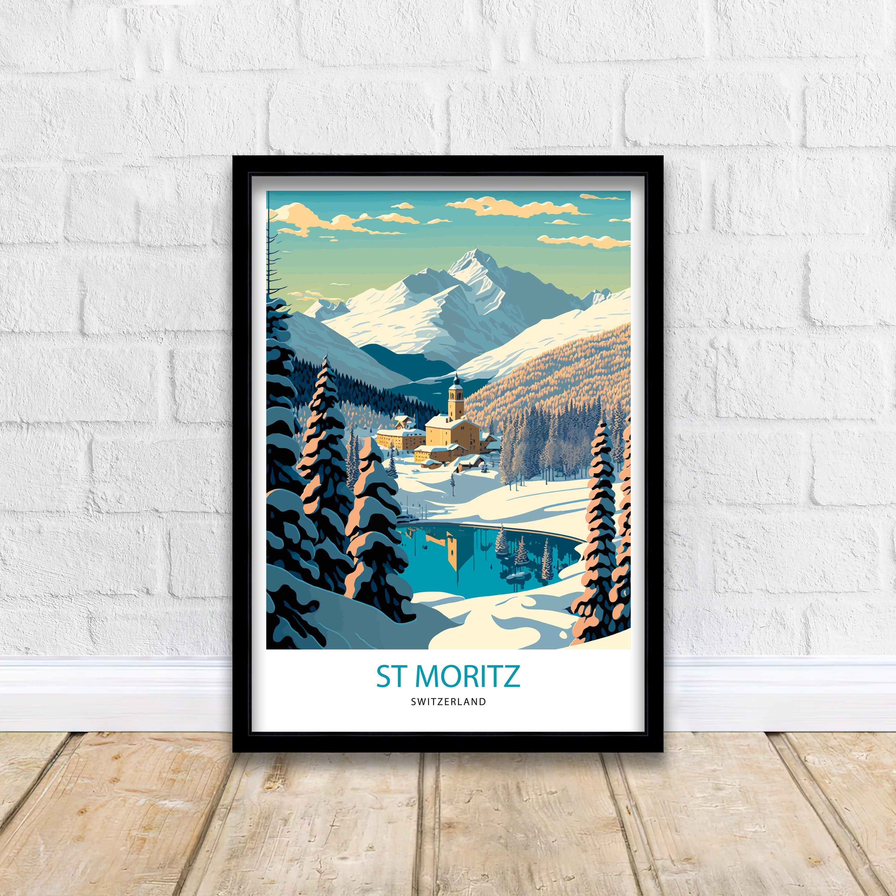 St Moritz Switzerland Art Print | Vintage Travel Poster