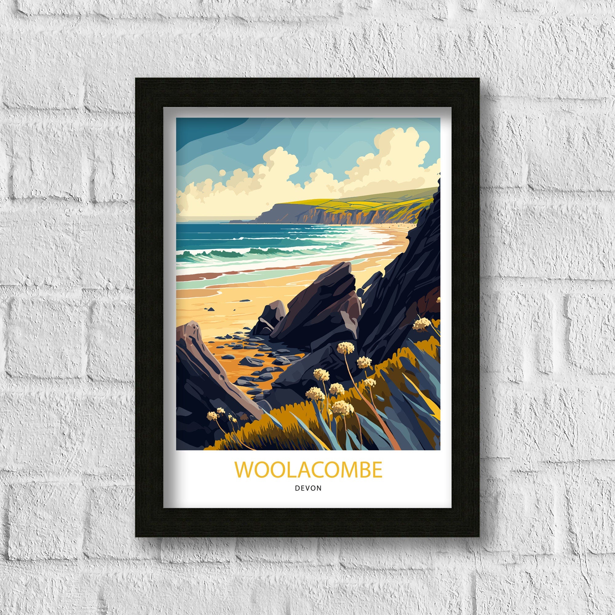Woolacombe Bay Travel Poster | North Devon Coastal Print