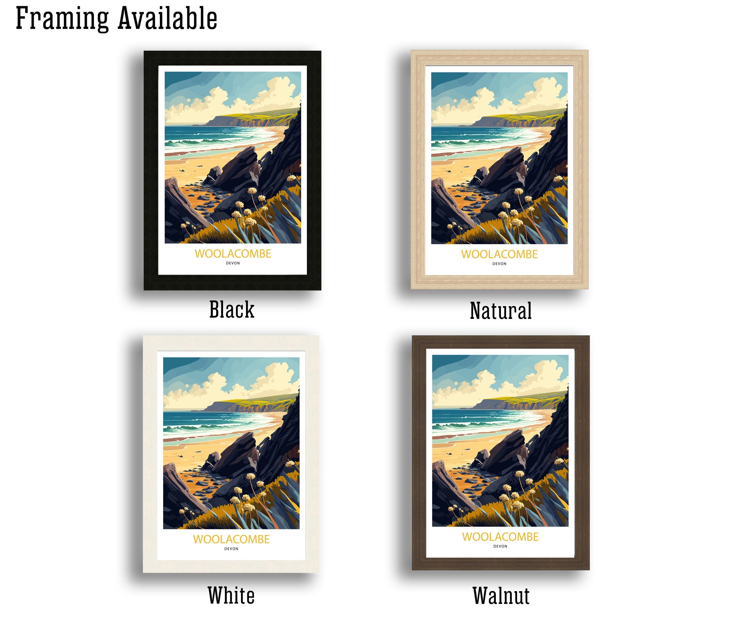 Woolacombe Bay Travel Poster | North Devon Coastal Print