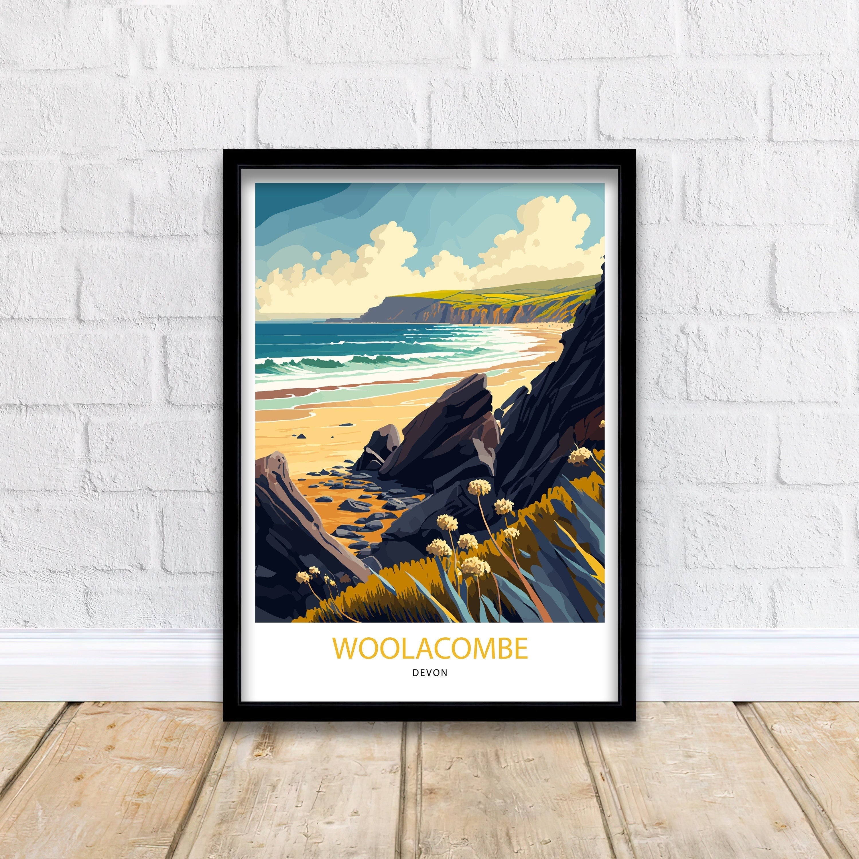 Woolacombe Bay Travel Poster | North Devon Coastal Print