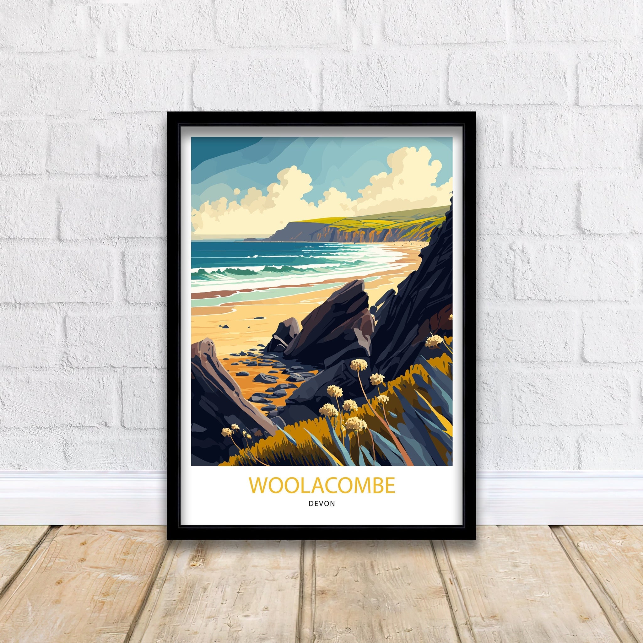 Woolacombe Bay Travel Poster | North Devon Coastal Print