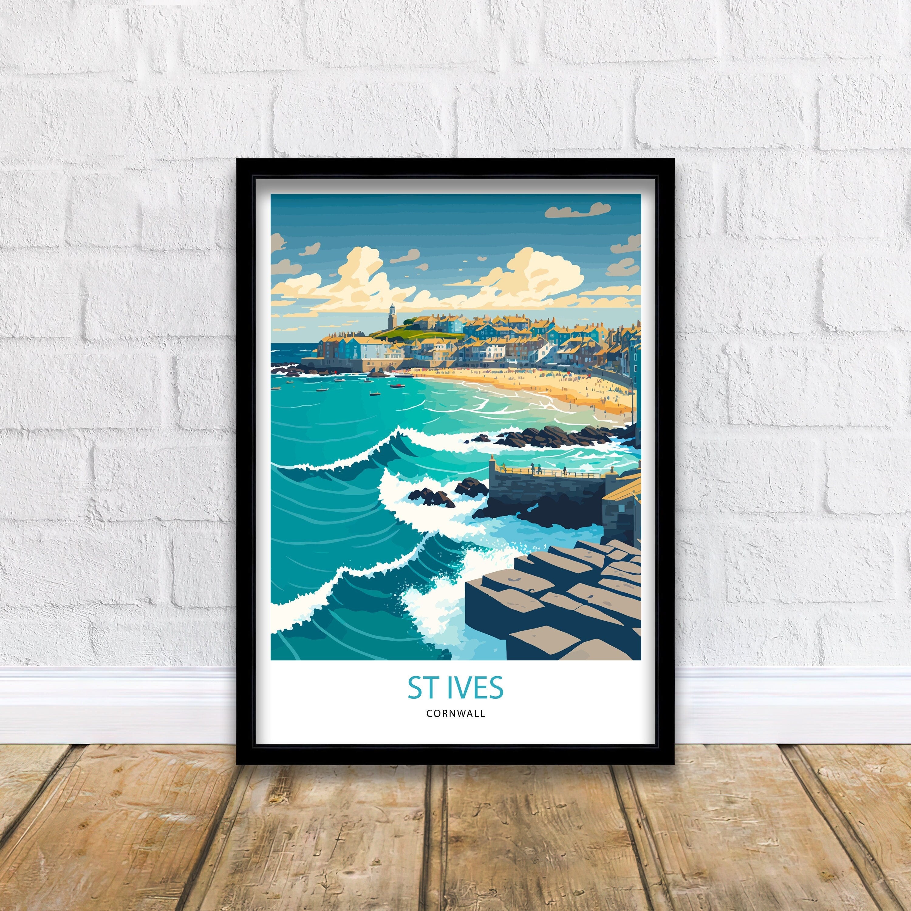 St Ives Cornwall Art Print | Coastal Travel Poster