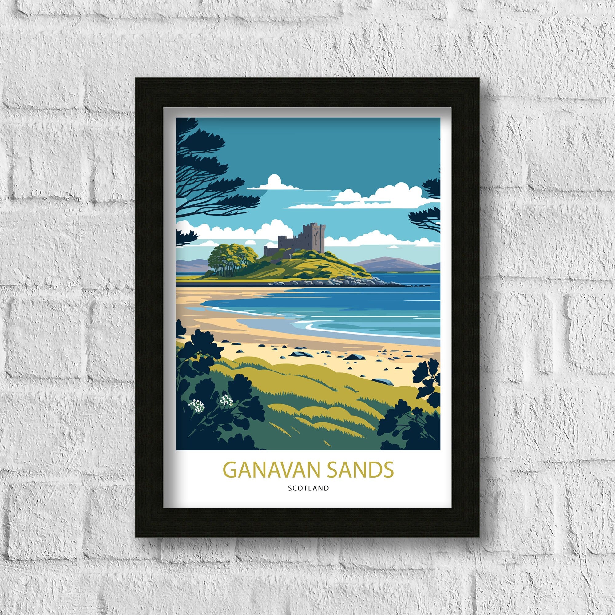 Ganavan Sands Scotland Art Print | Coastal Travel Poster
