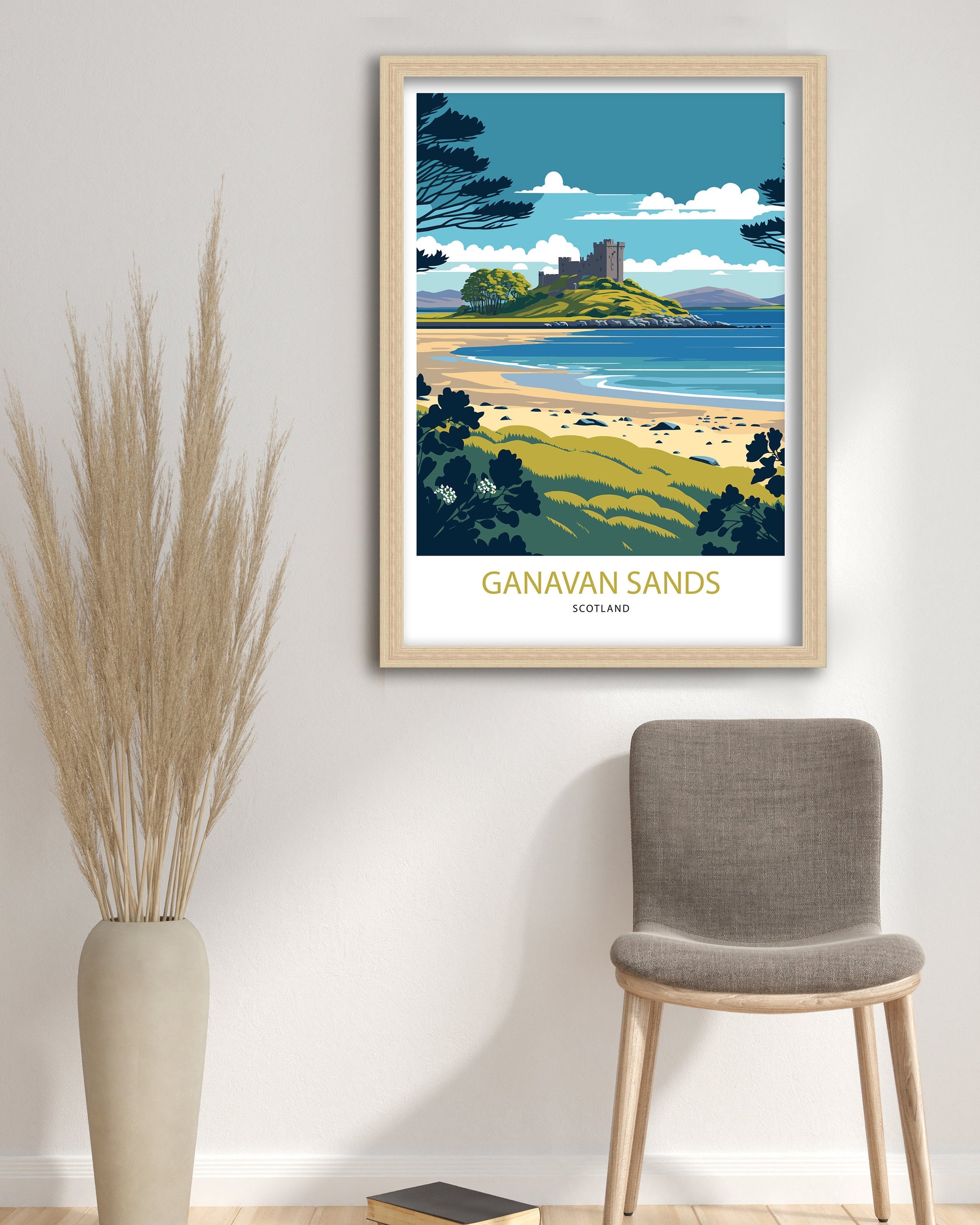 Ganavan Sands Scotland Art Print | Coastal Travel Poster