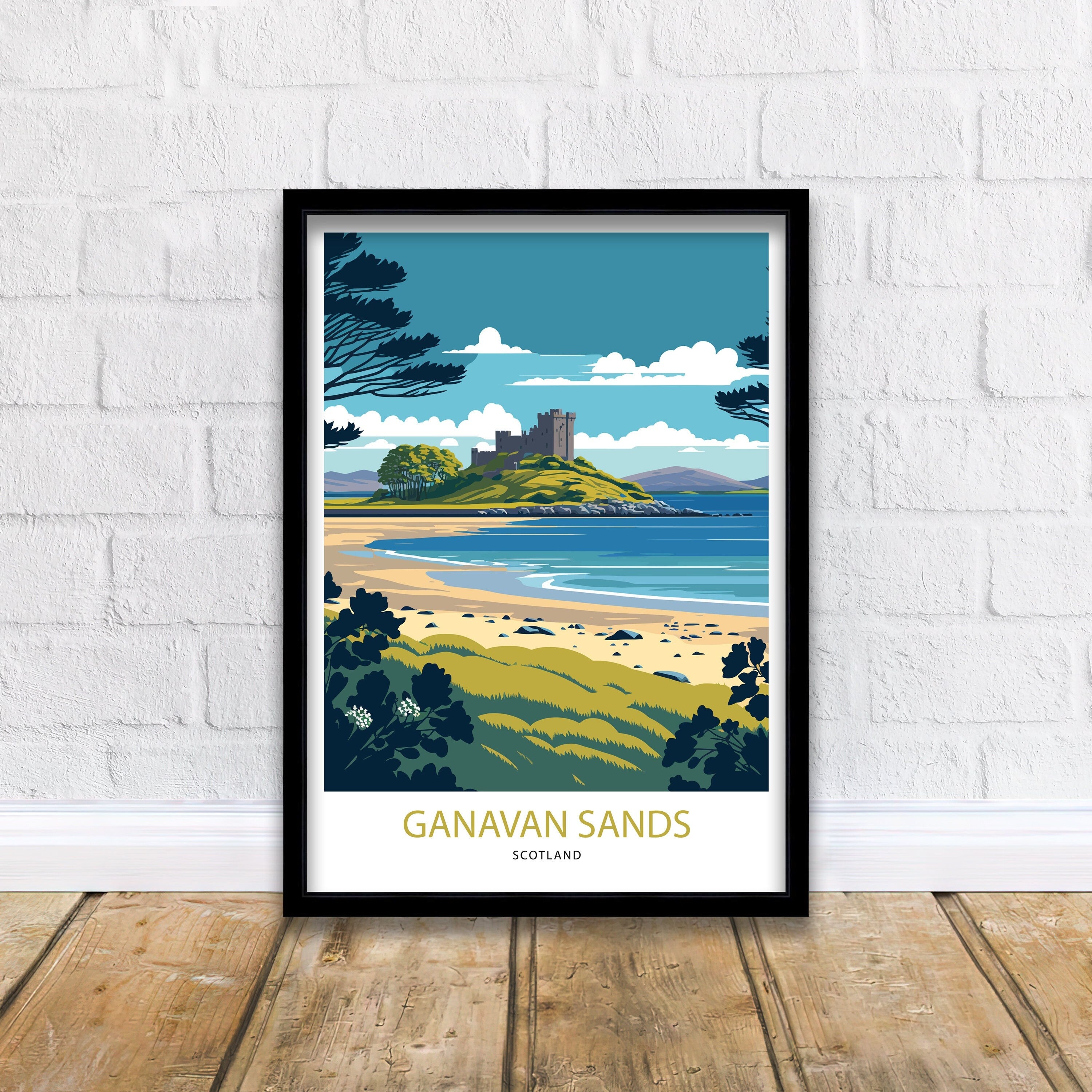 Ganavan Sands Scotland Art Print | Coastal Travel Poster