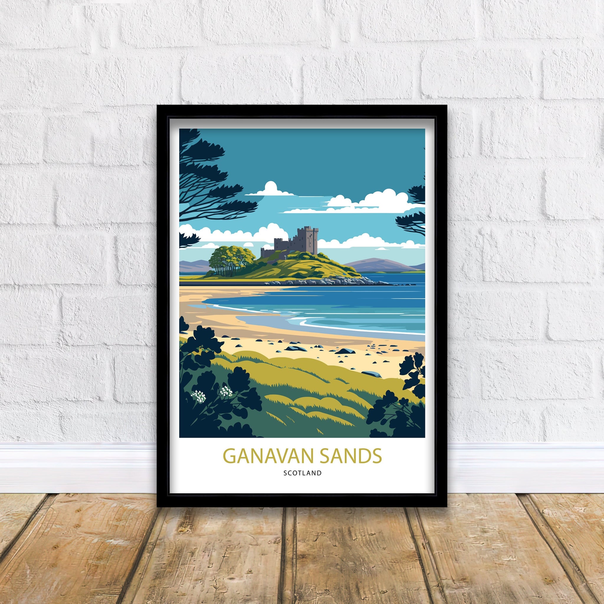 Ganavan Sands Scotland Art Print | Coastal Travel Poster