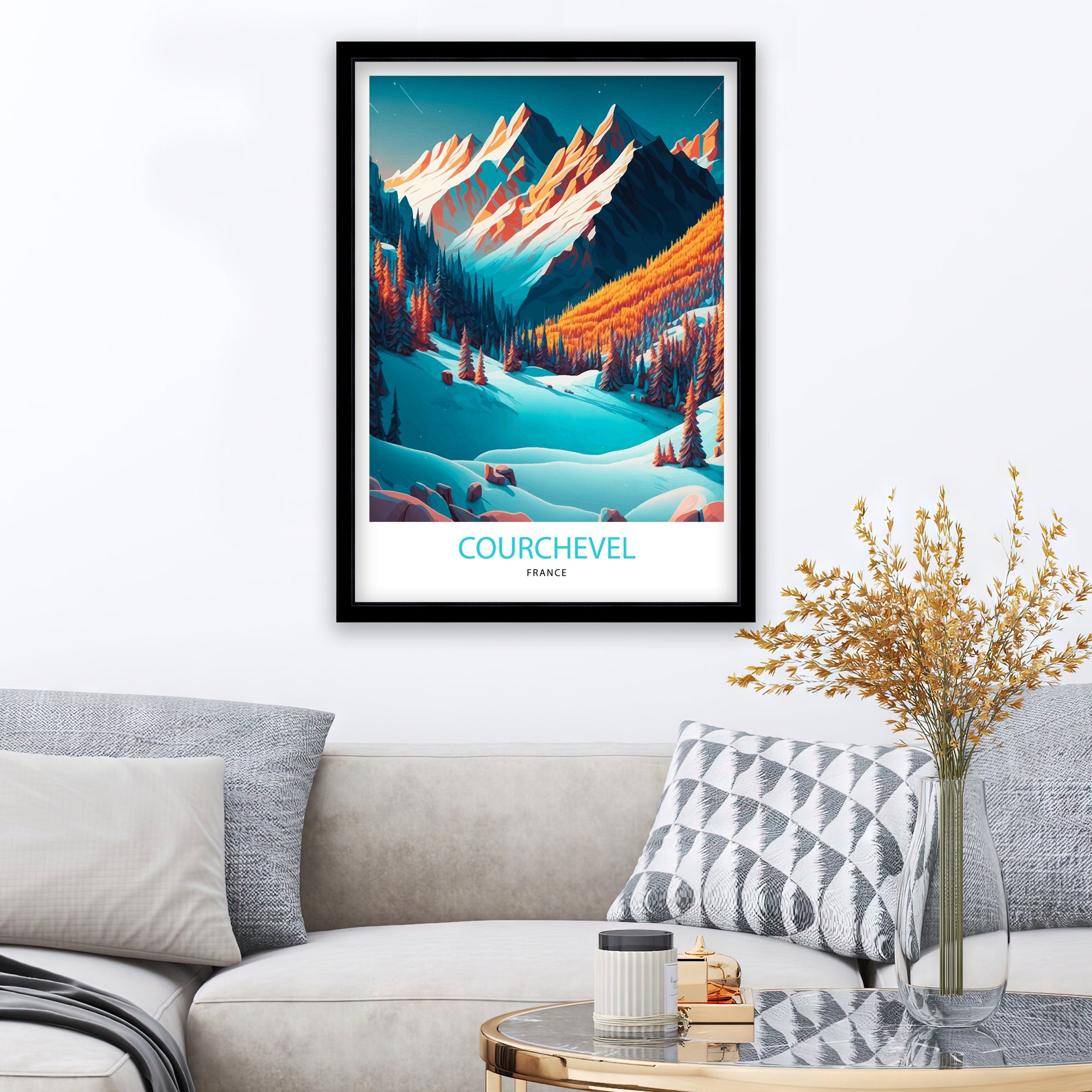Courchevel France Ski Poster | French Alps Travel Print