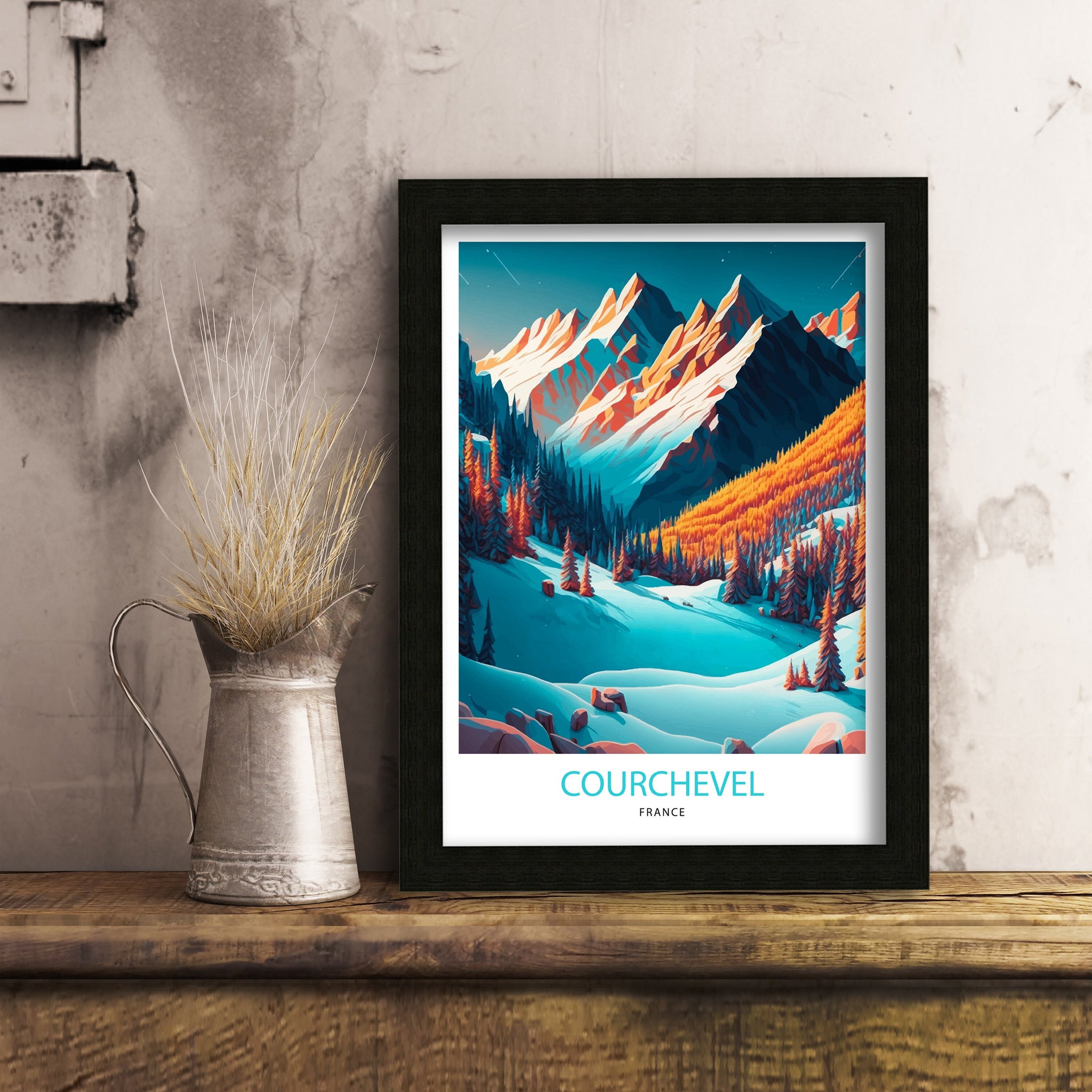 Courchevel France Ski Poster | French Alps Travel Print