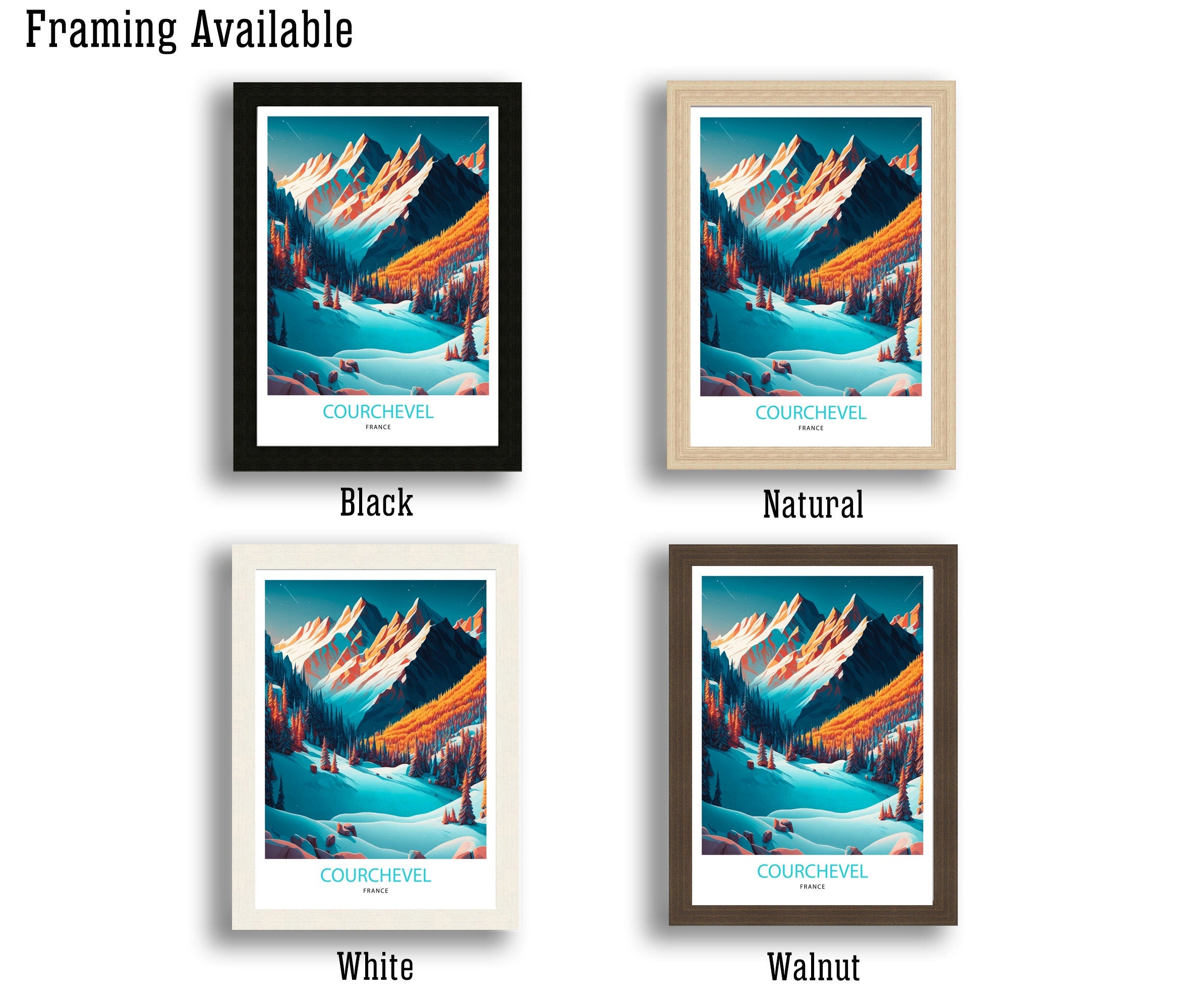 Courchevel France Ski Poster | French Alps Travel Print