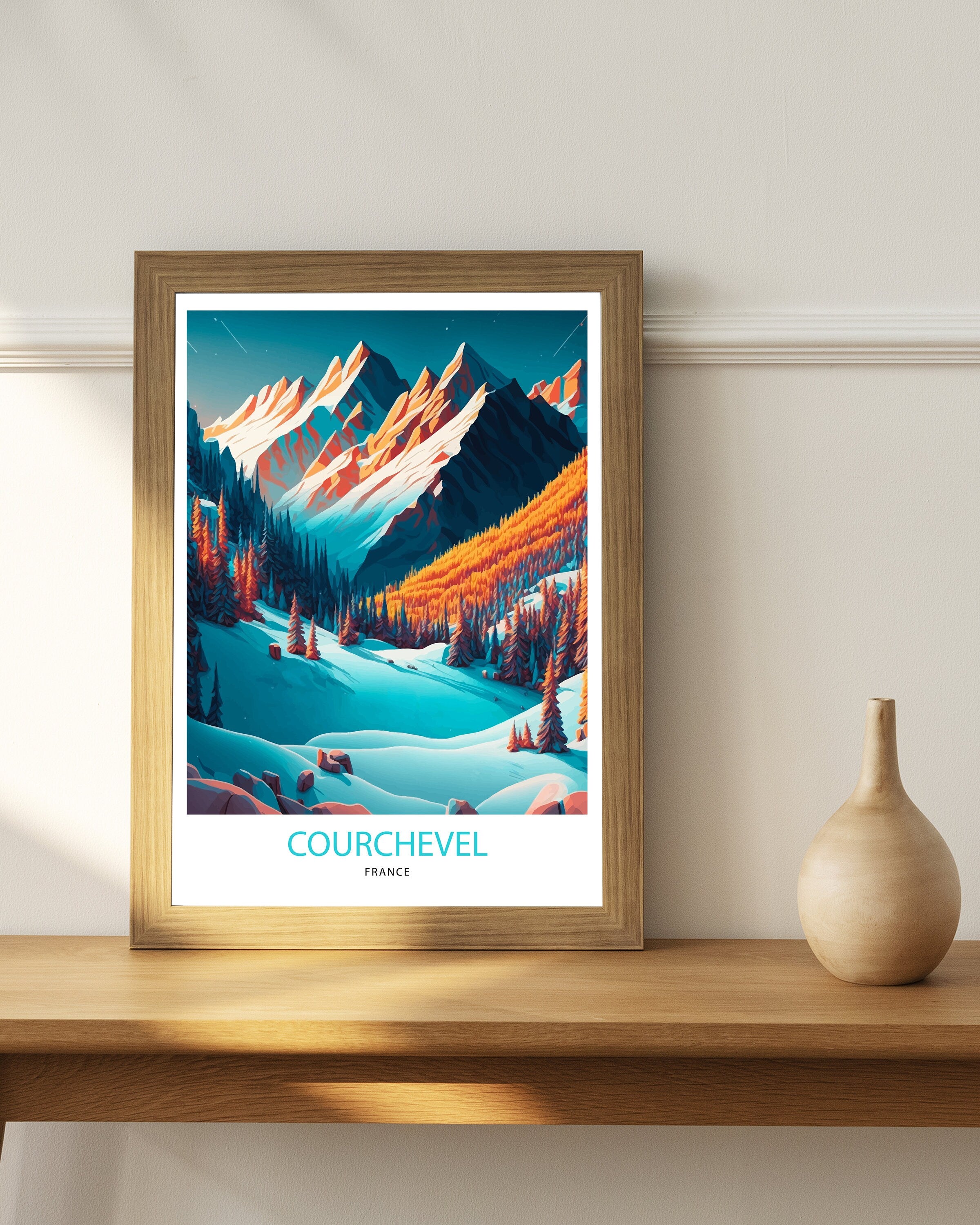 Courchevel France Ski Poster | French Alps Travel Print