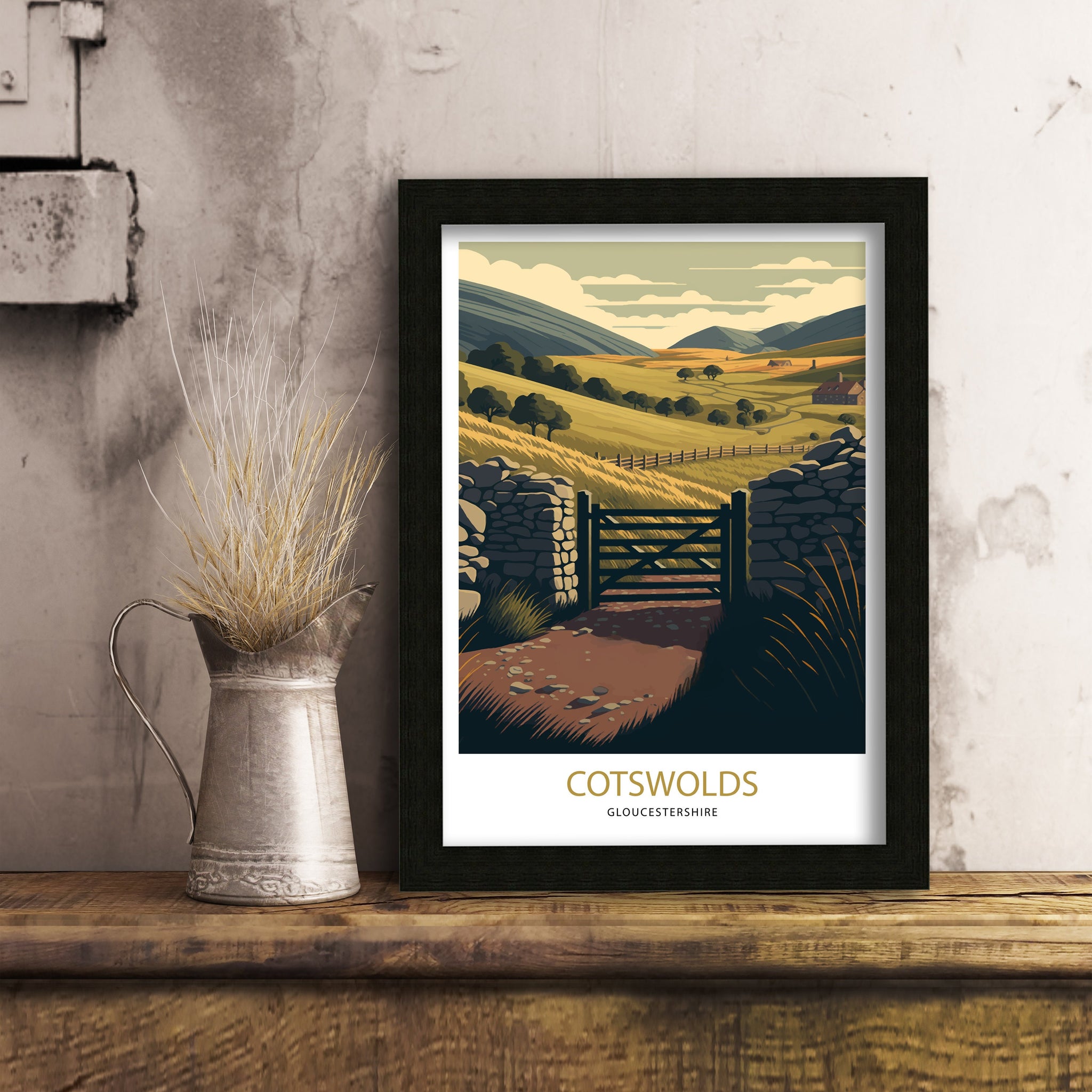 Cotswolds Travel Art Print | Vintage England Landscape