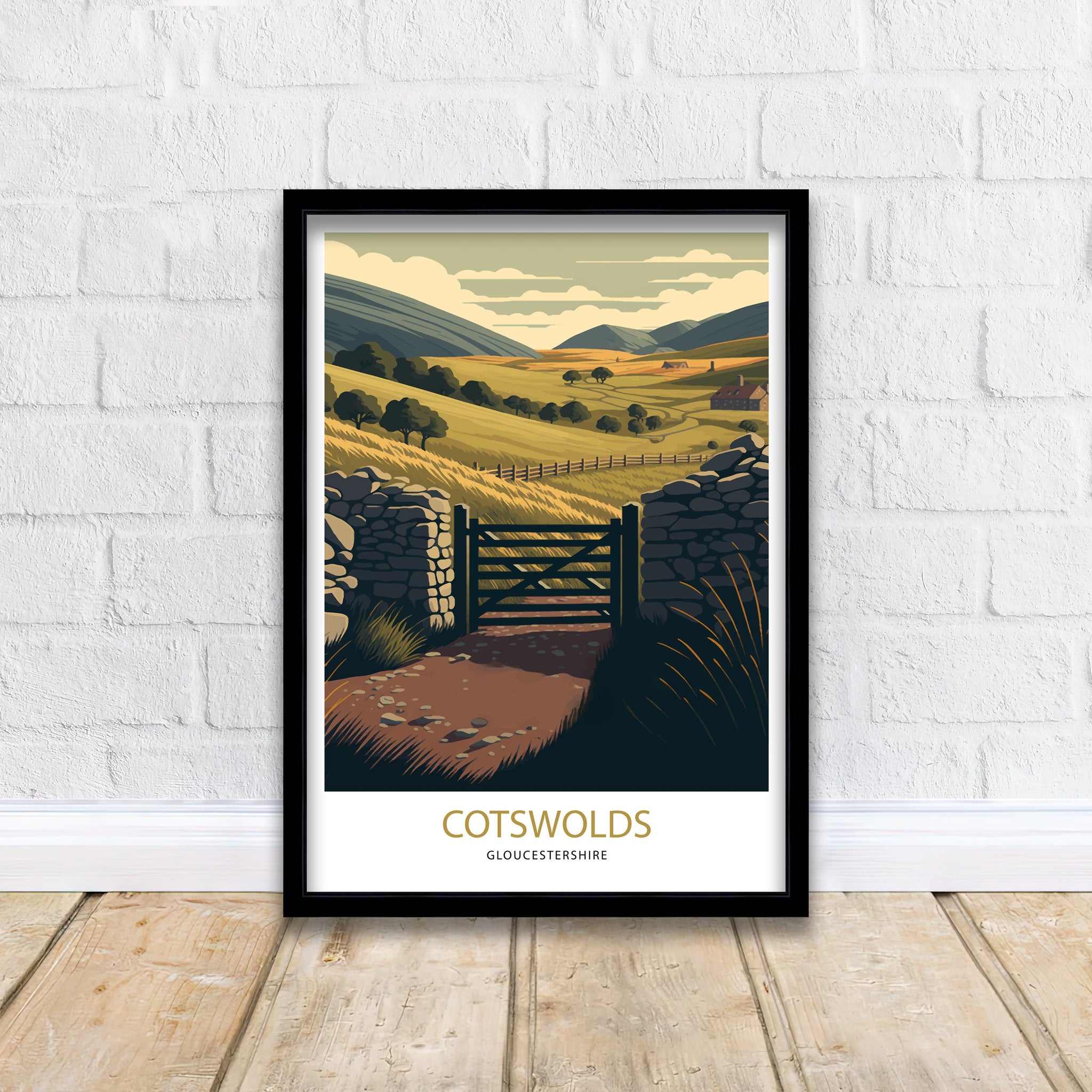 Cotswolds Travel Art Print | Vintage England Landscape