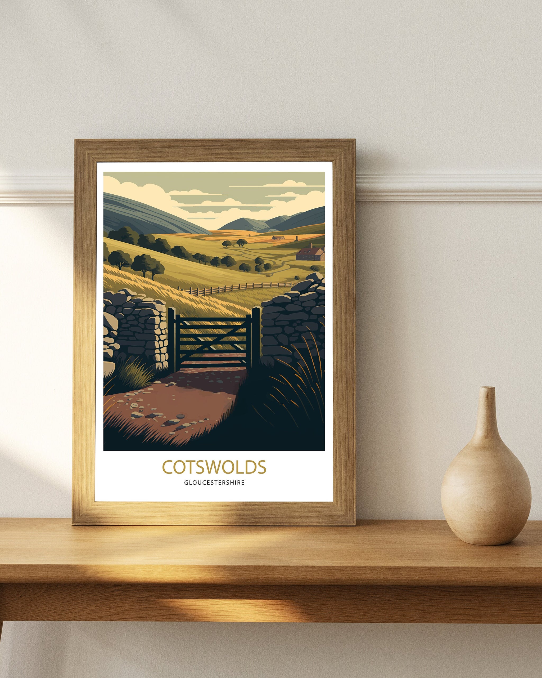 Cotswolds Travel Art Print | Vintage England Landscape