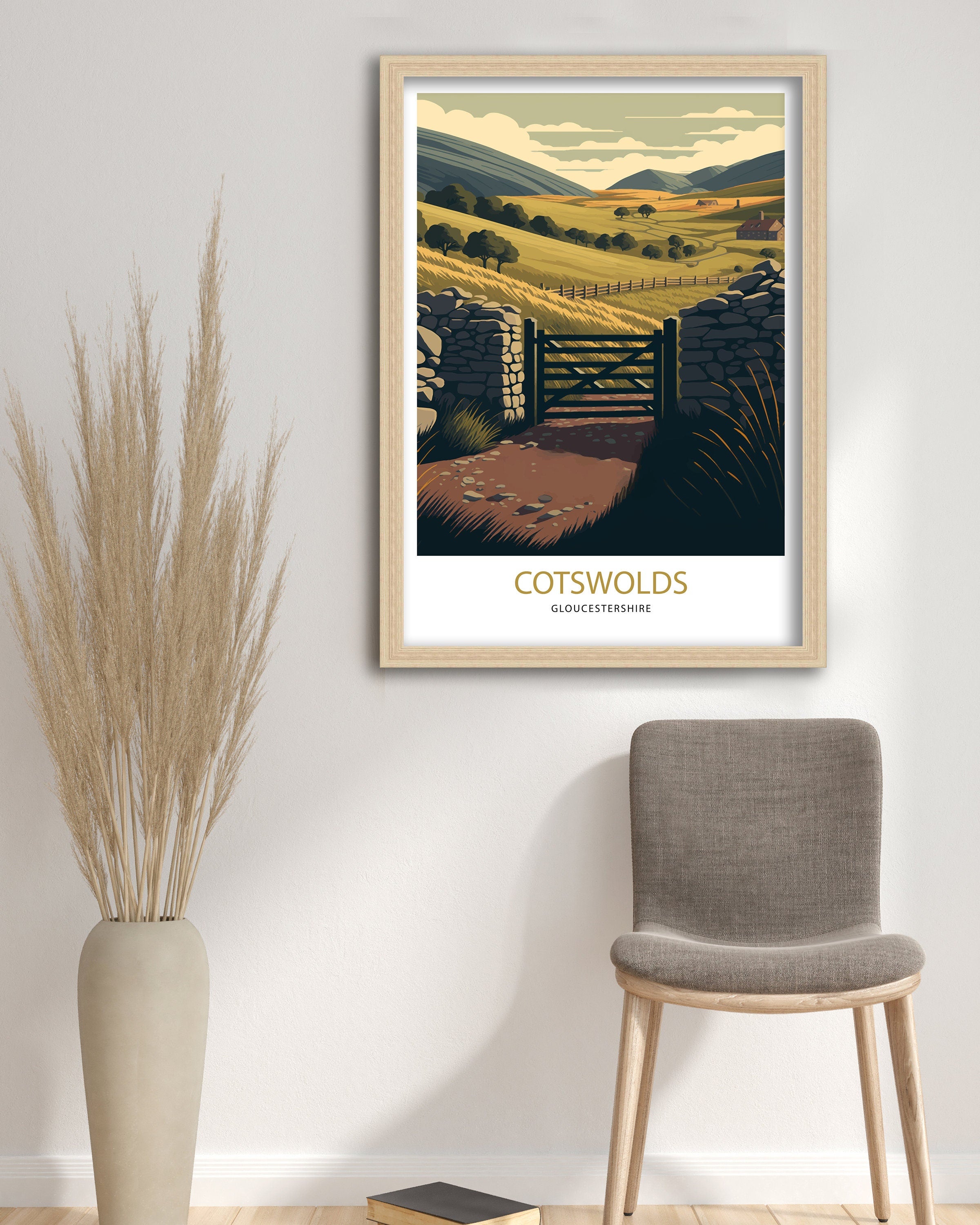 Cotswolds Travel Art Print | Vintage England Landscape
