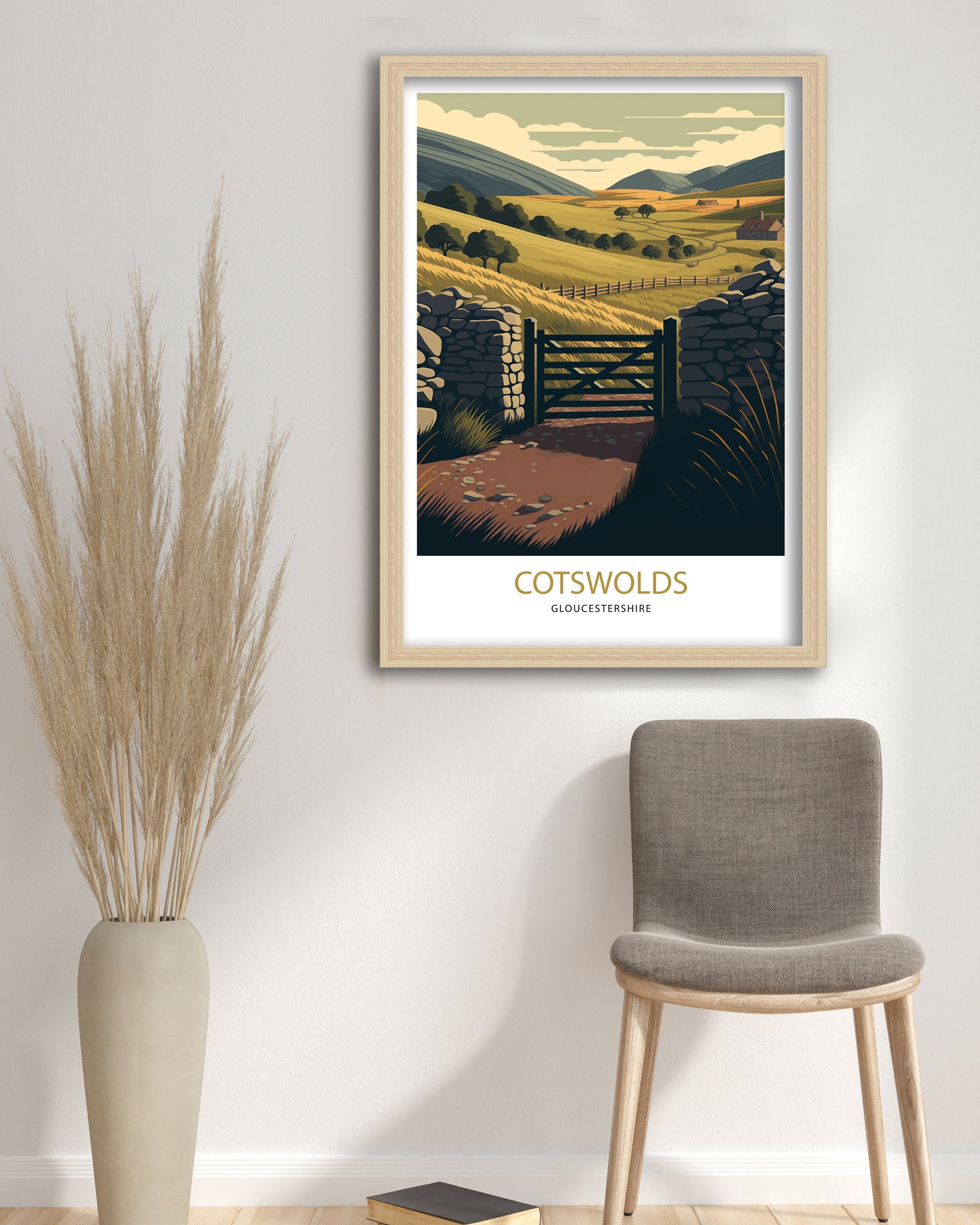 Cotswolds Travel Art Print | Vintage England Landscape