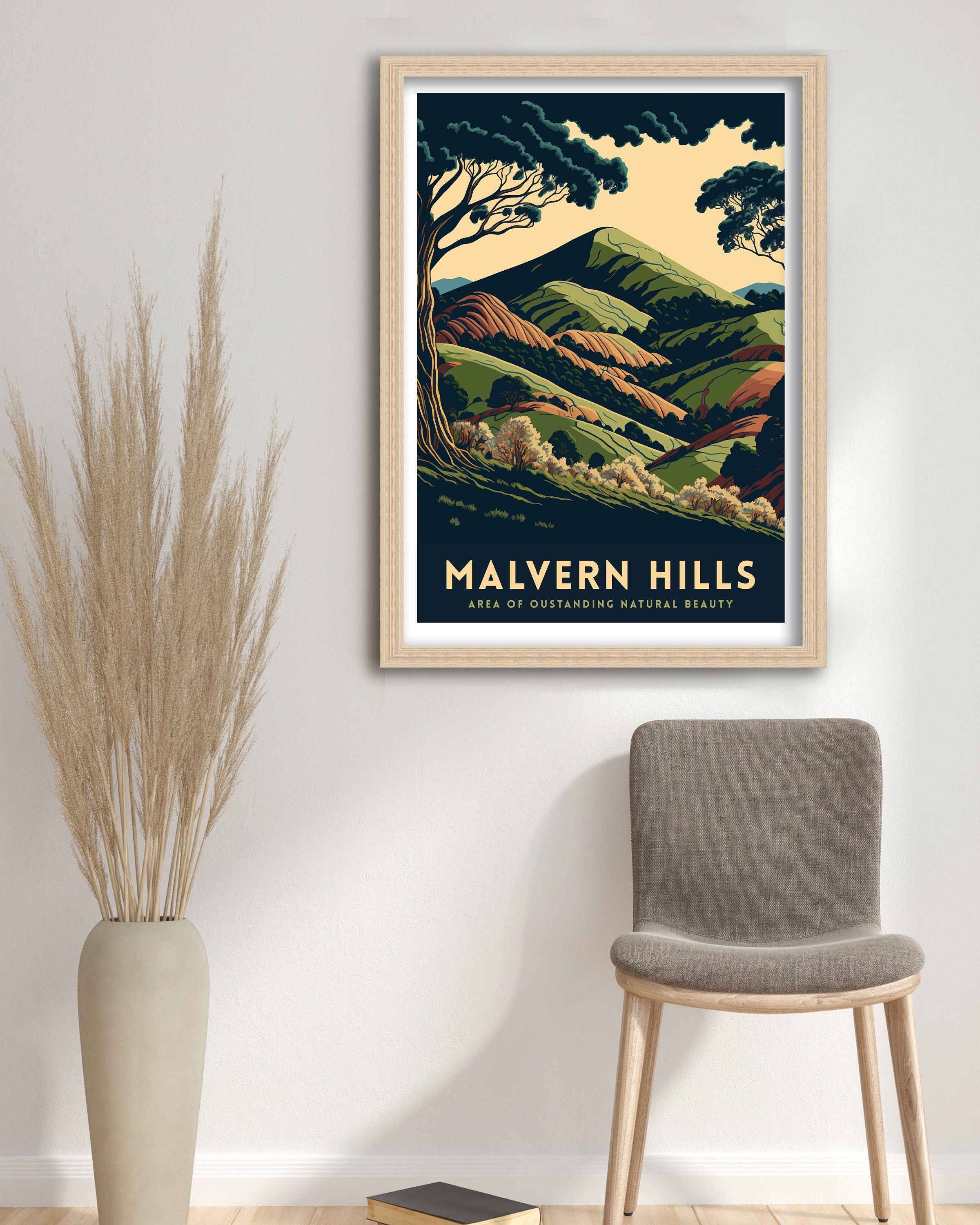 Malvern Hills Travel Poster | Worcestershire Landscape Art Print