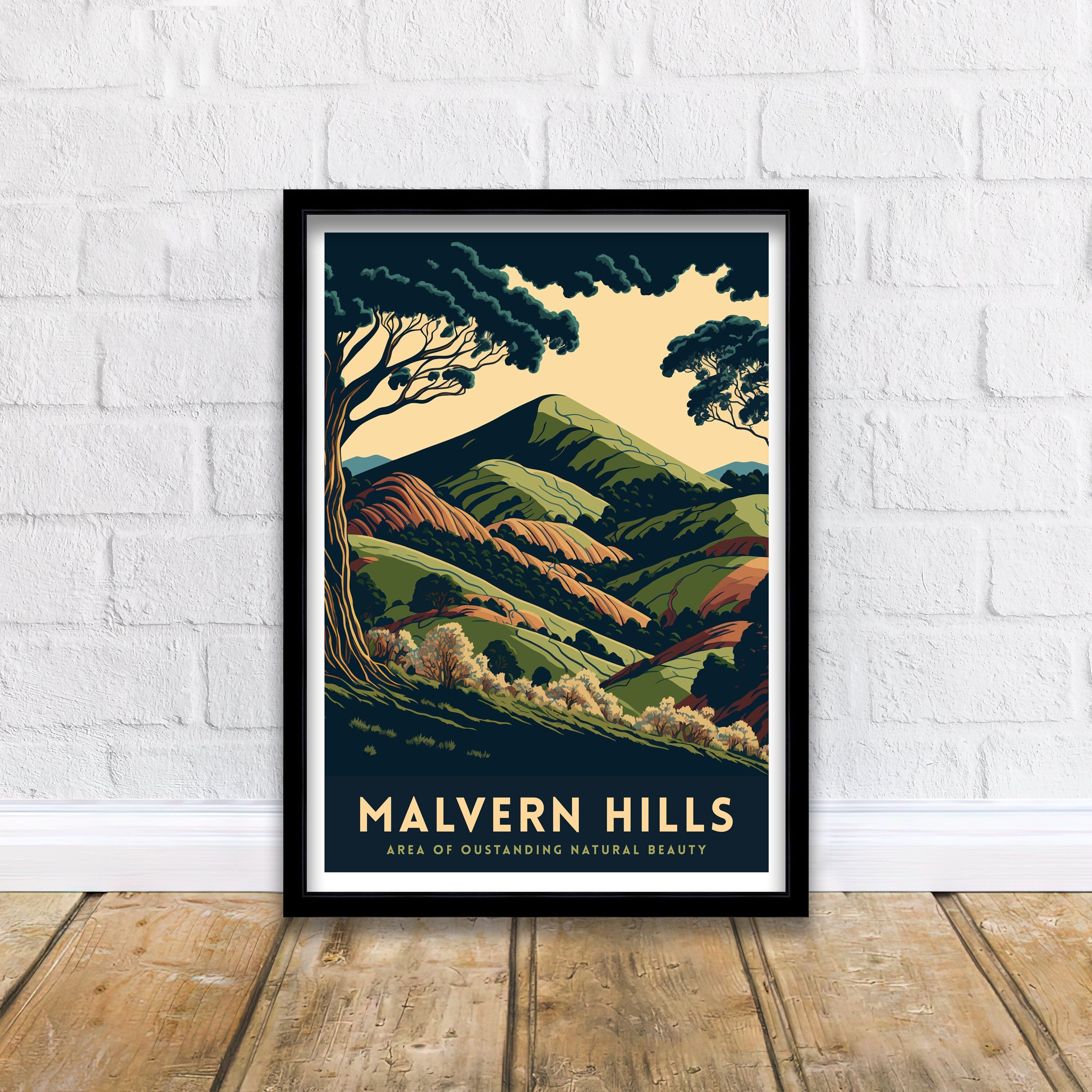 Malvern Hills Travel Poster | Worcestershire Landscape Art Print