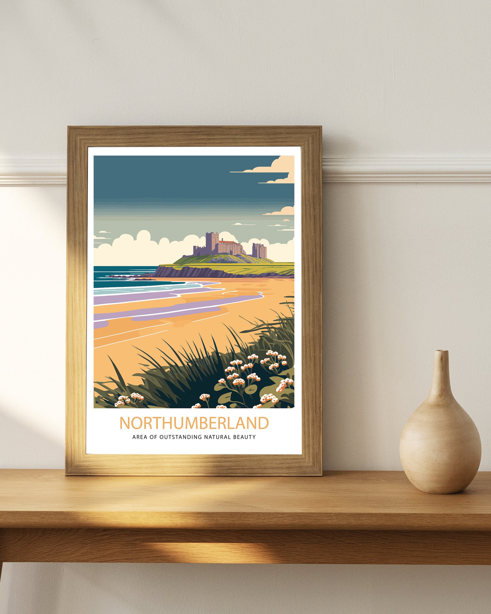 Bamburgh Castle Print | Northumberland Coast Travel Poster