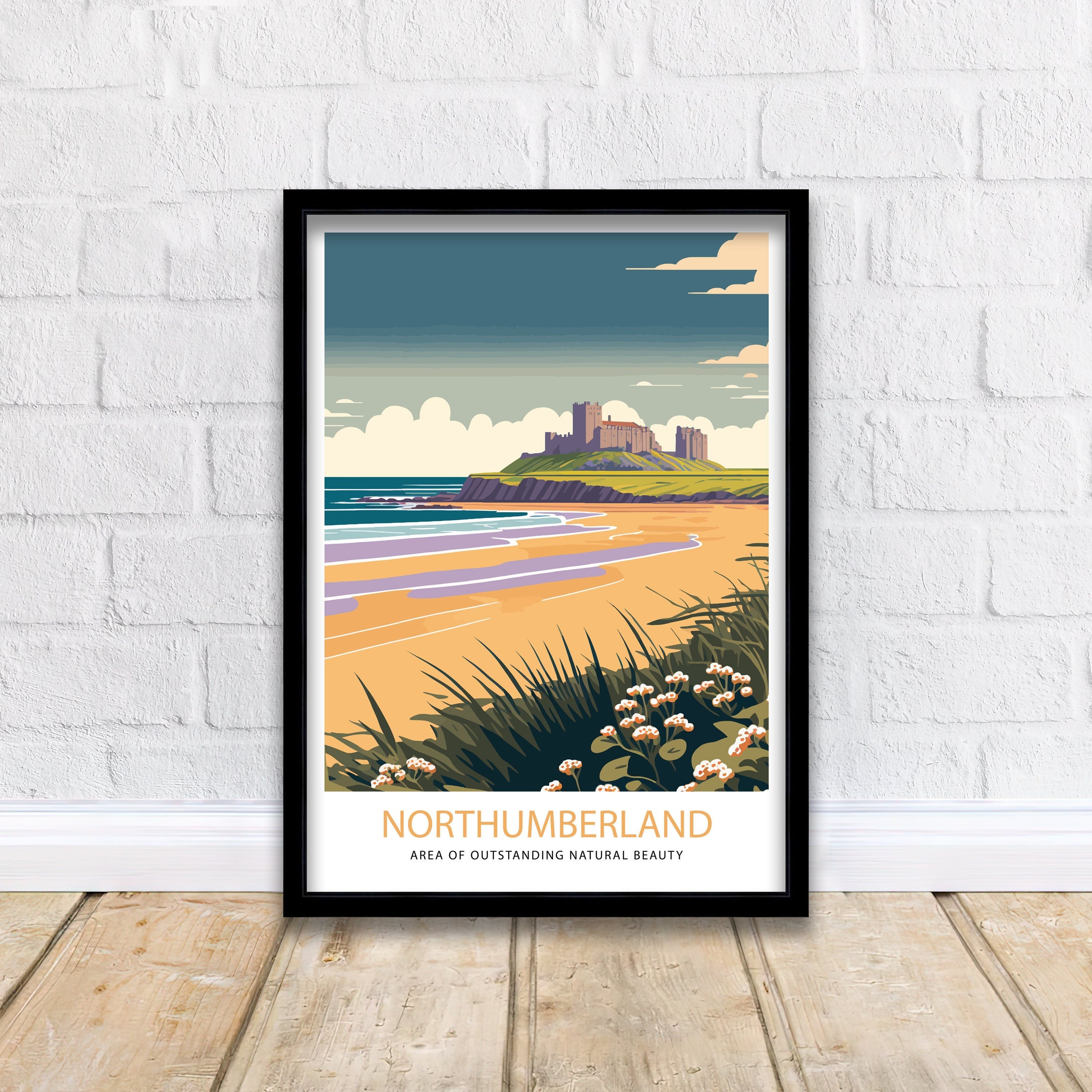 Bamburgh Castle Print | Northumberland Coast Travel Poster