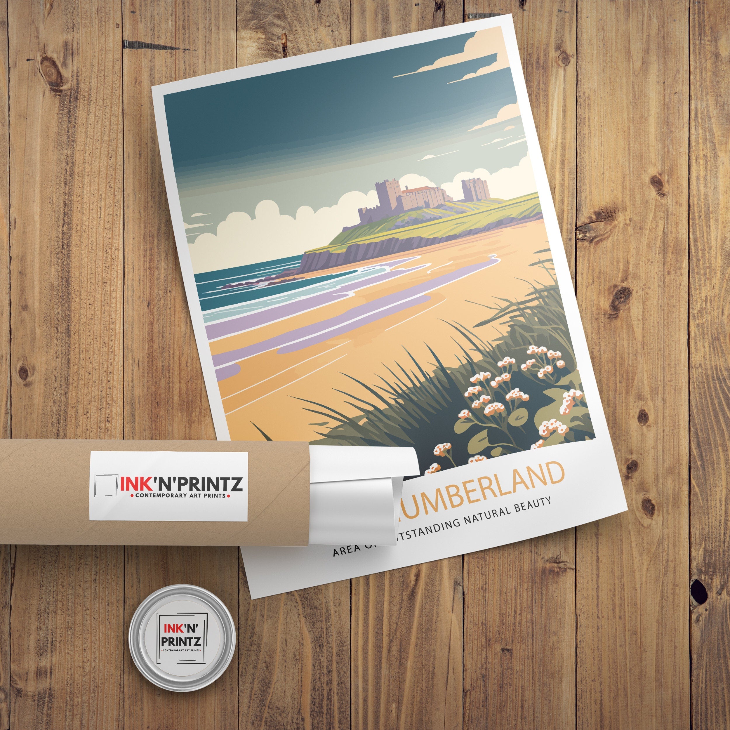 Bamburgh Castle Print | Northumberland Coast Travel Poster