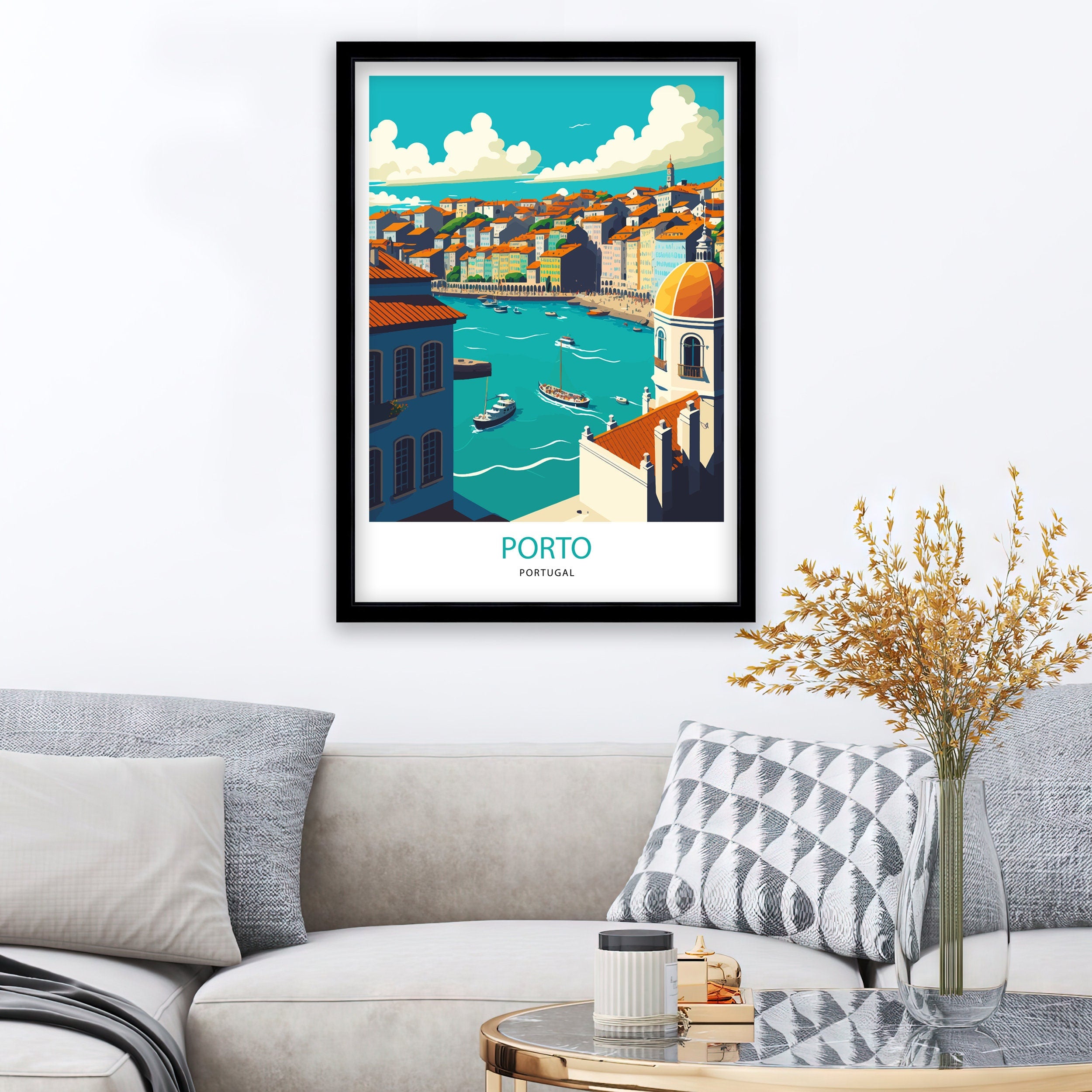 Porto Portugal Travel Poster, Coastal City Art Print