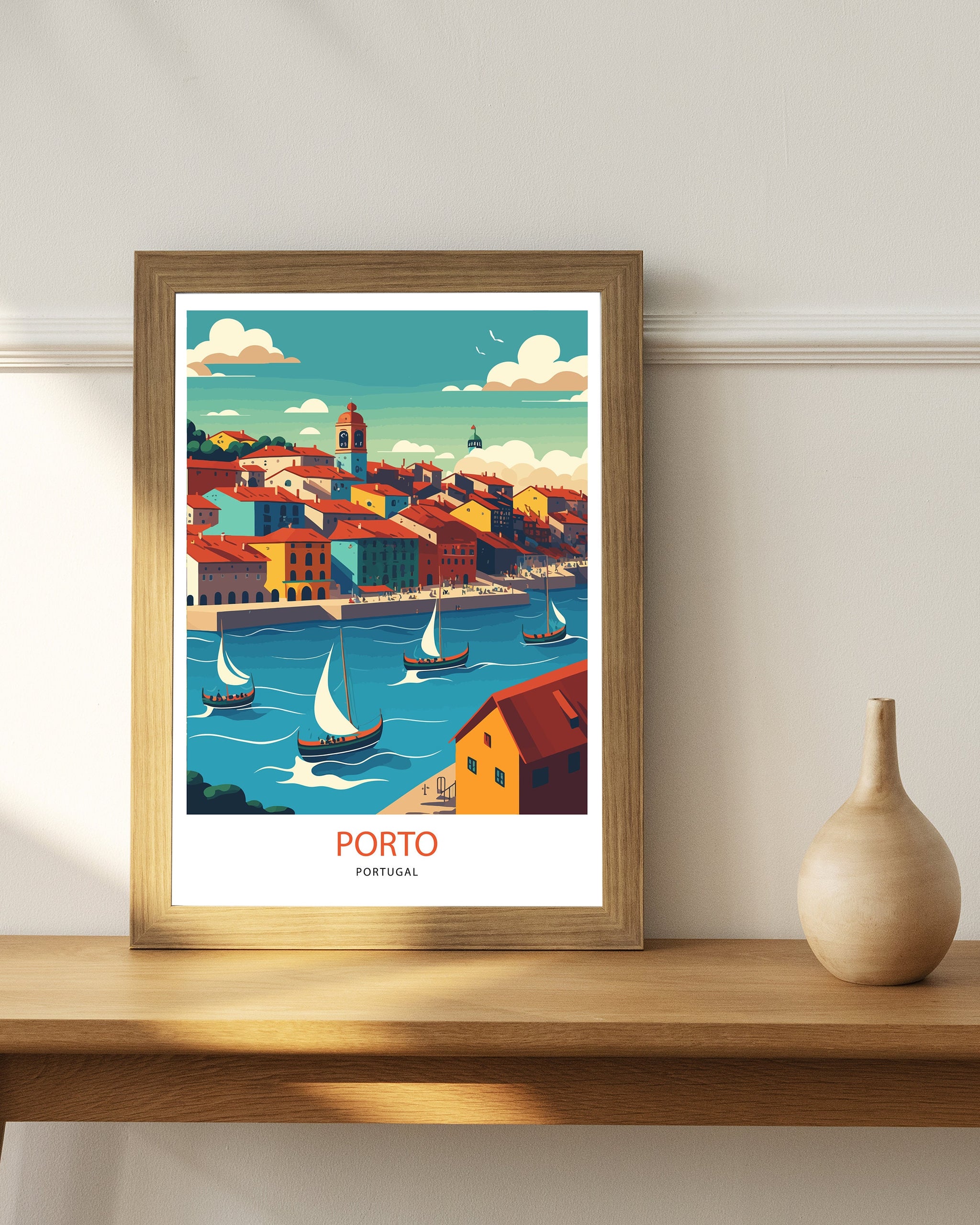 Porto Portugal Art Print, Cityscape Travel Poster