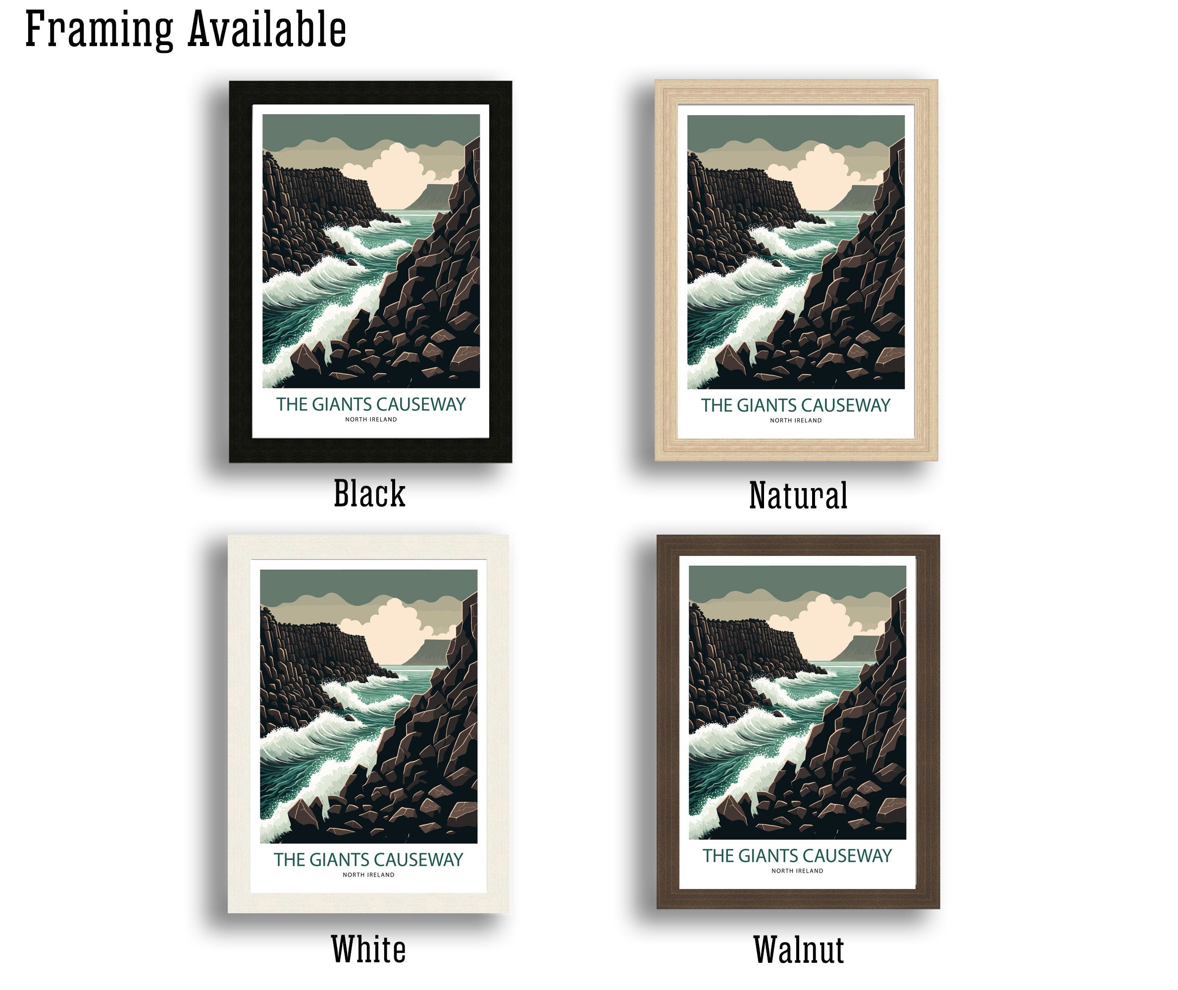 Giants Causeway Travel Poster | Northern Ireland Wall Art