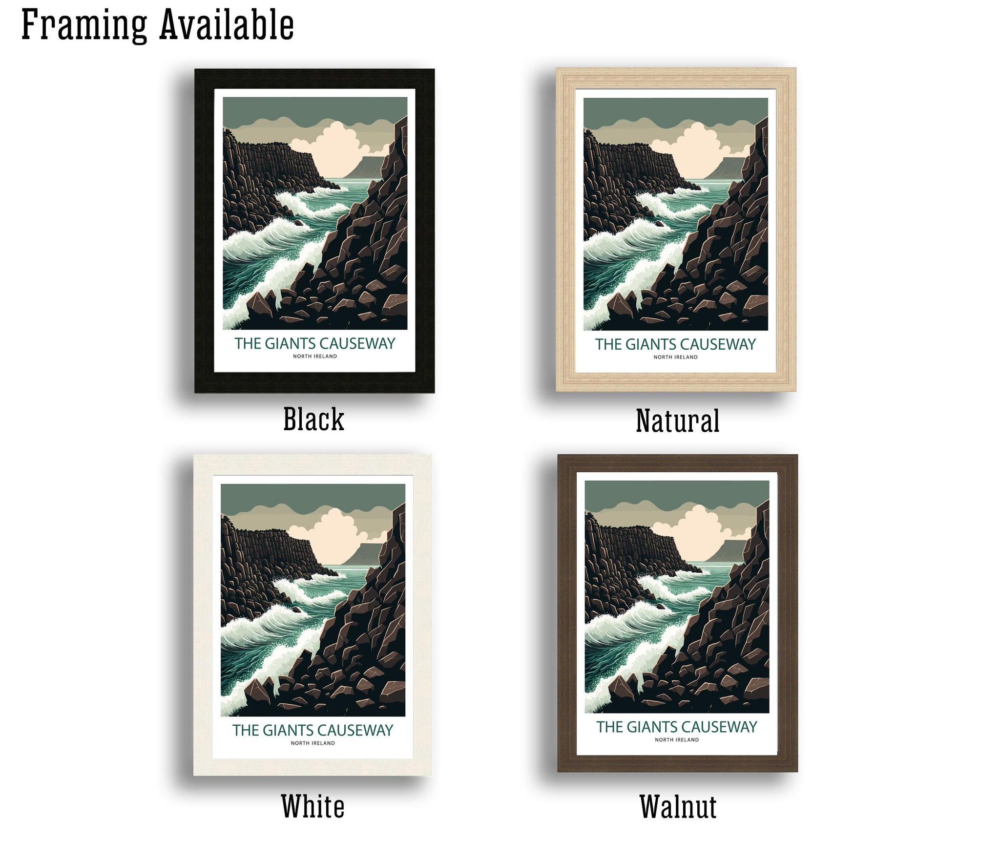 Giants Causeway Travel Poster | Northern Ireland Wall Art