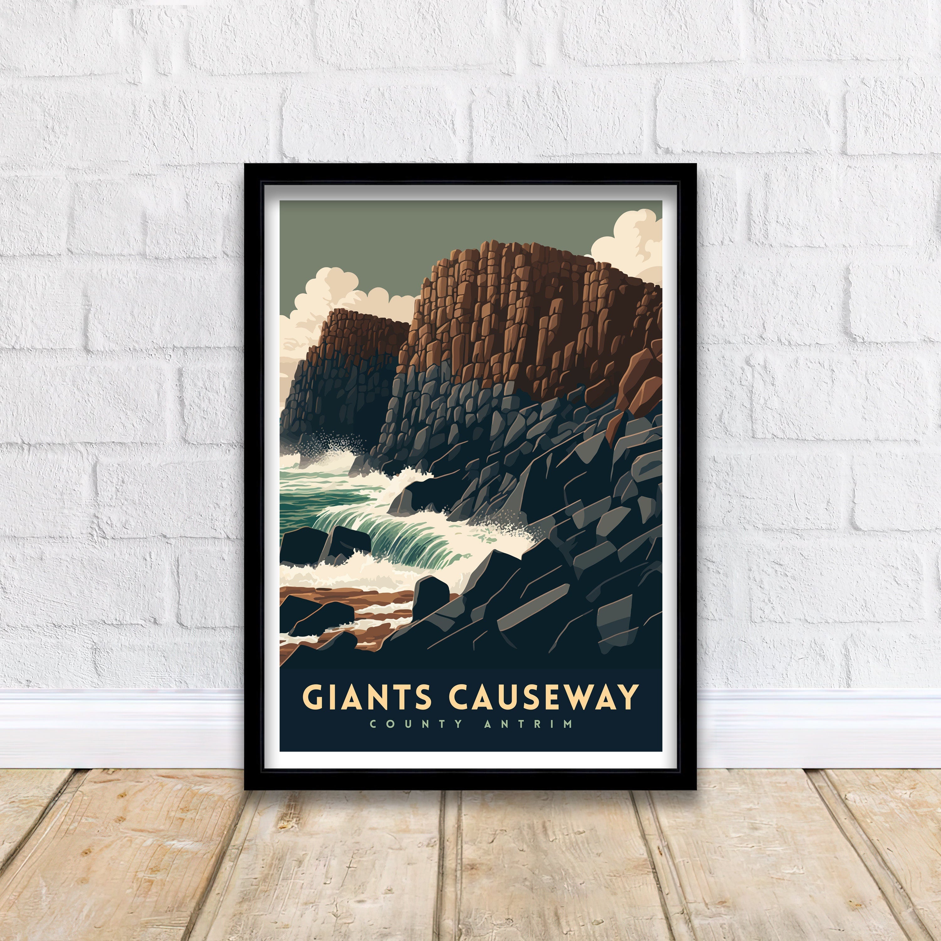 Giants Causeway Travel Poster | Northern Ireland Coast Art Print