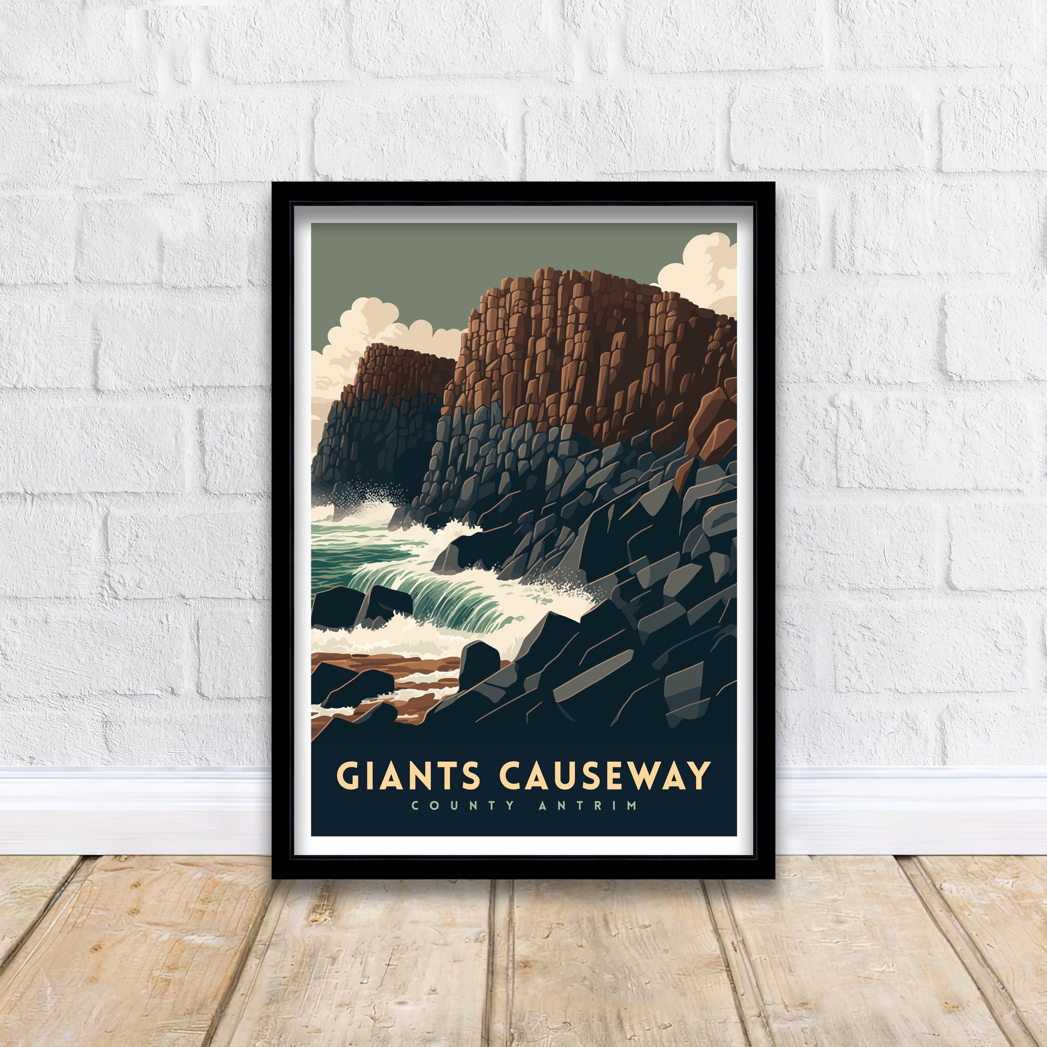Giants Causeway Travel Poster | Northern Ireland Coast Art Print