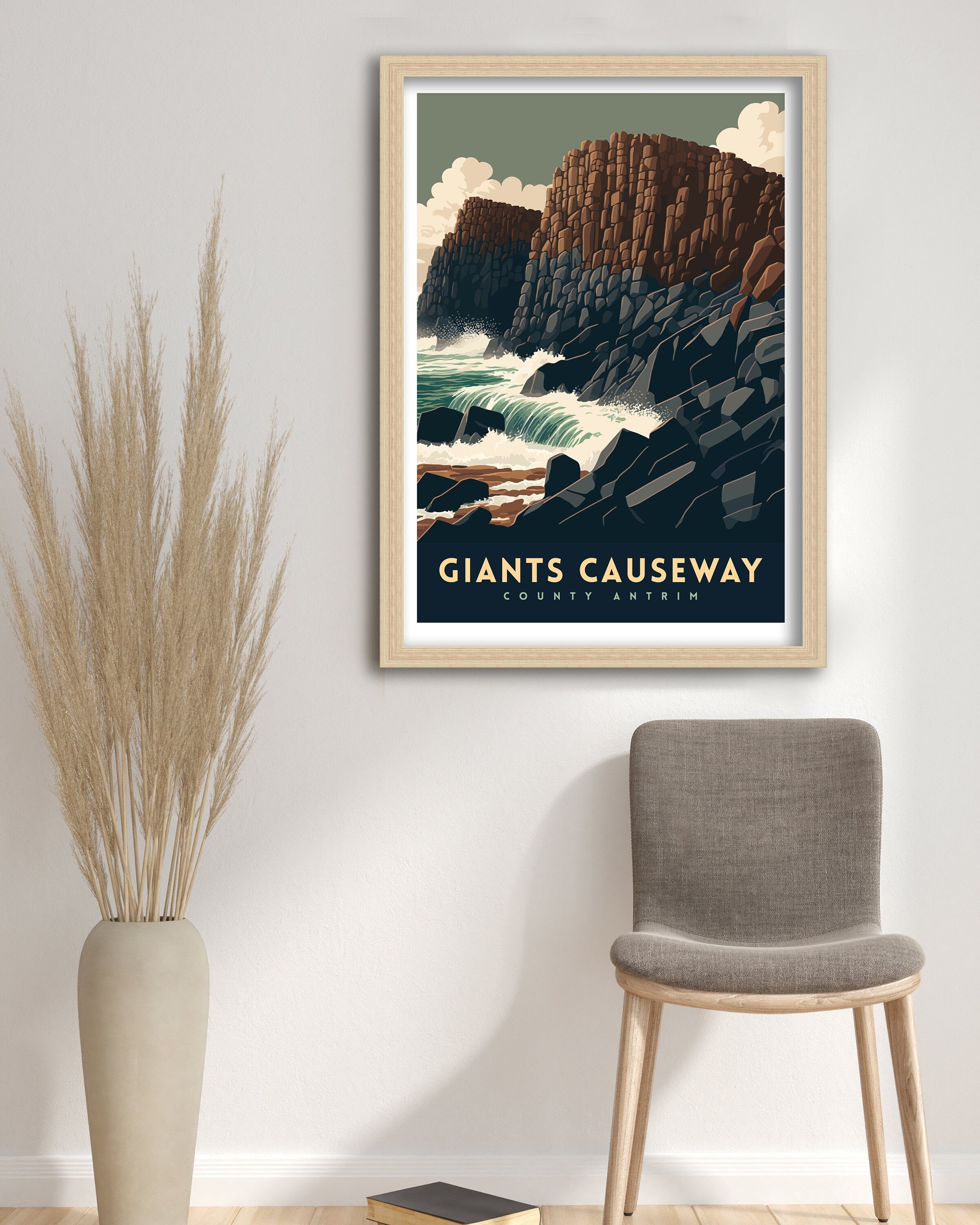 Giants Causeway Travel Poster | Northern Ireland Coast Art Print