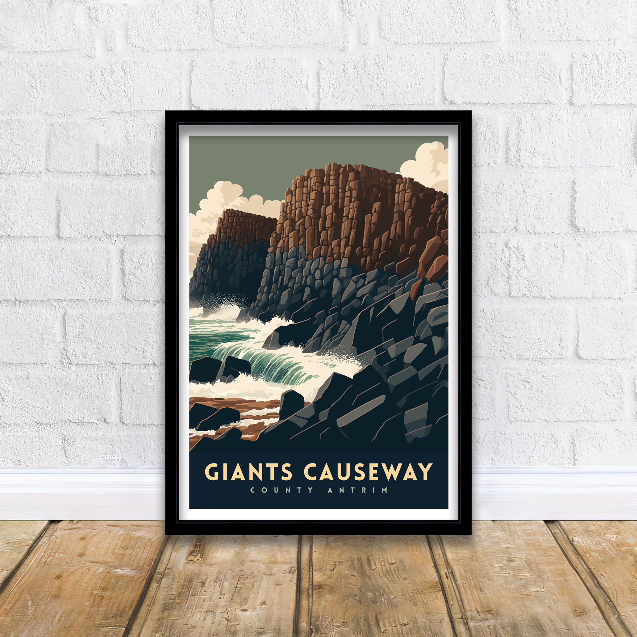 Giants Causeway Travel Poster | Northern Ireland Coast Art Print
