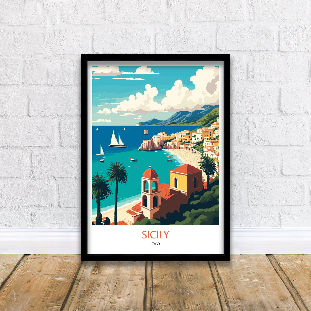 Sicily Italy Travel Poster, Art Print