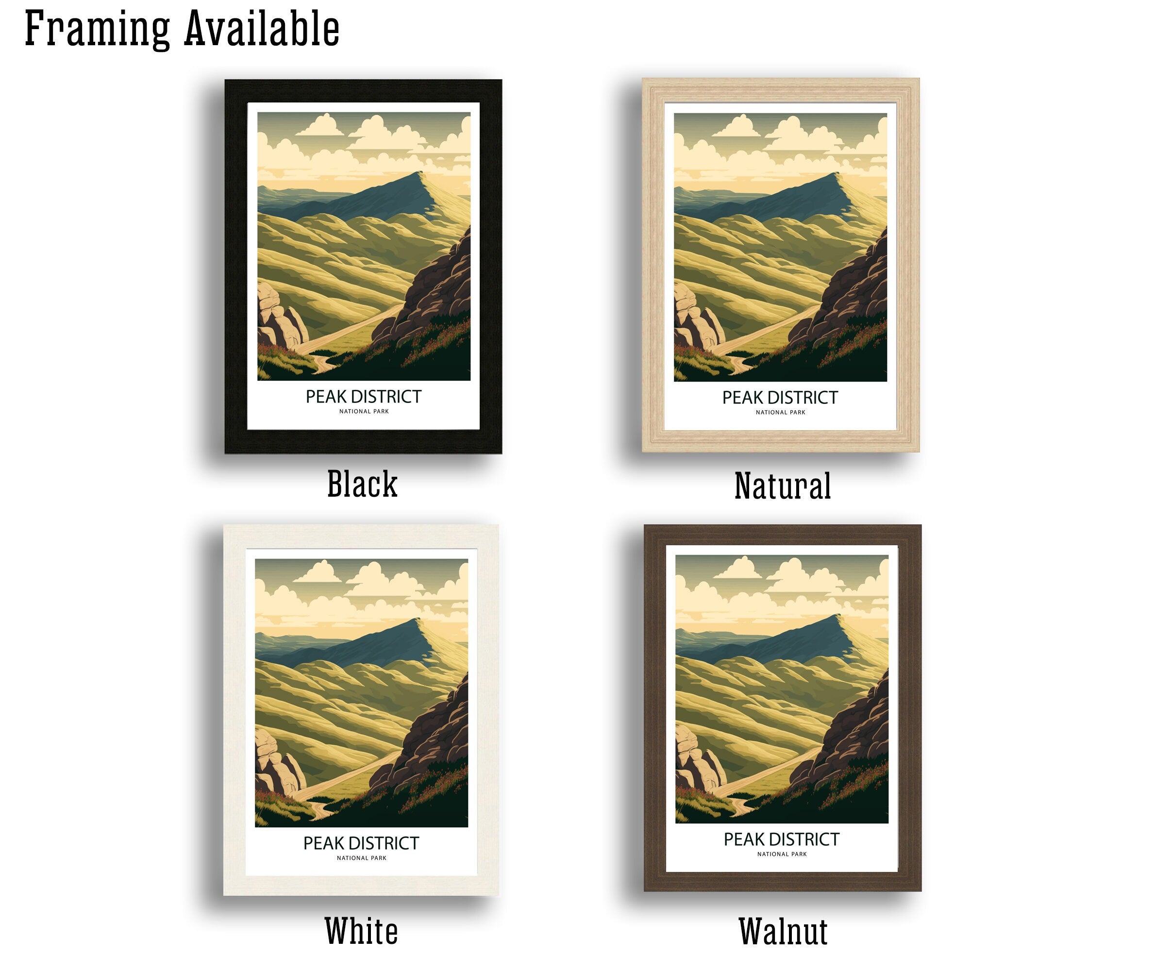 Peak District Art Print | England Landscape Travel Poster