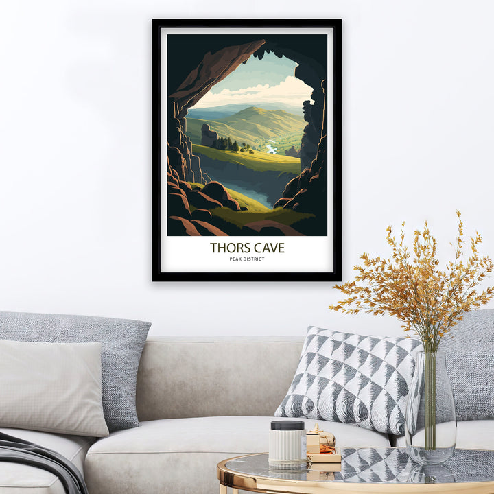 Thors Cave Peak District Travel Poster