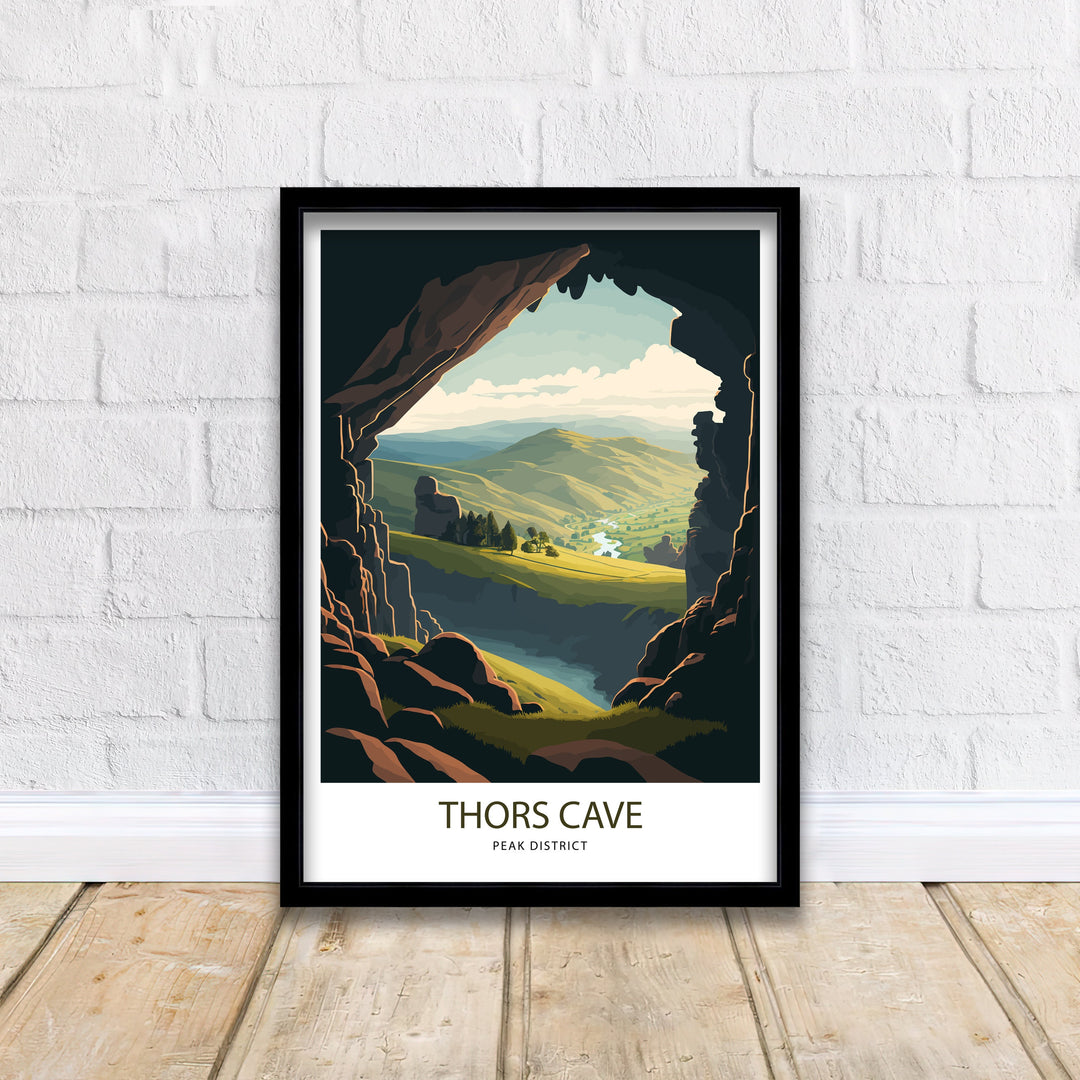 Thors Cave Peak District Travel Poster