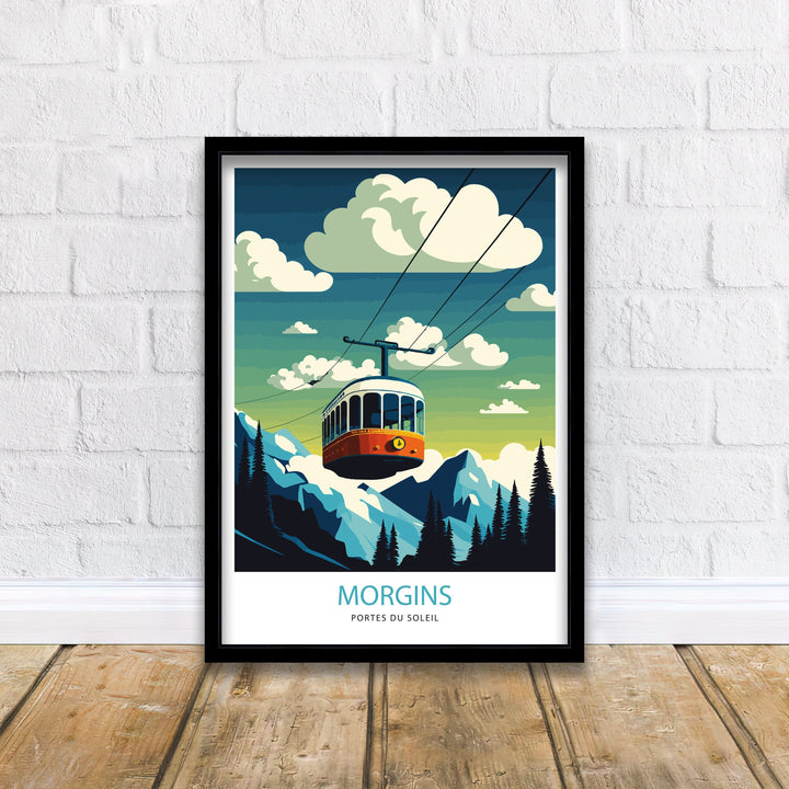 Morgans Ski Resort, Switzerland, Travel Poster, Ski poster, Ski Resort poster, Portes du Soleil, Skiing Poster, Vintage Ski Poster