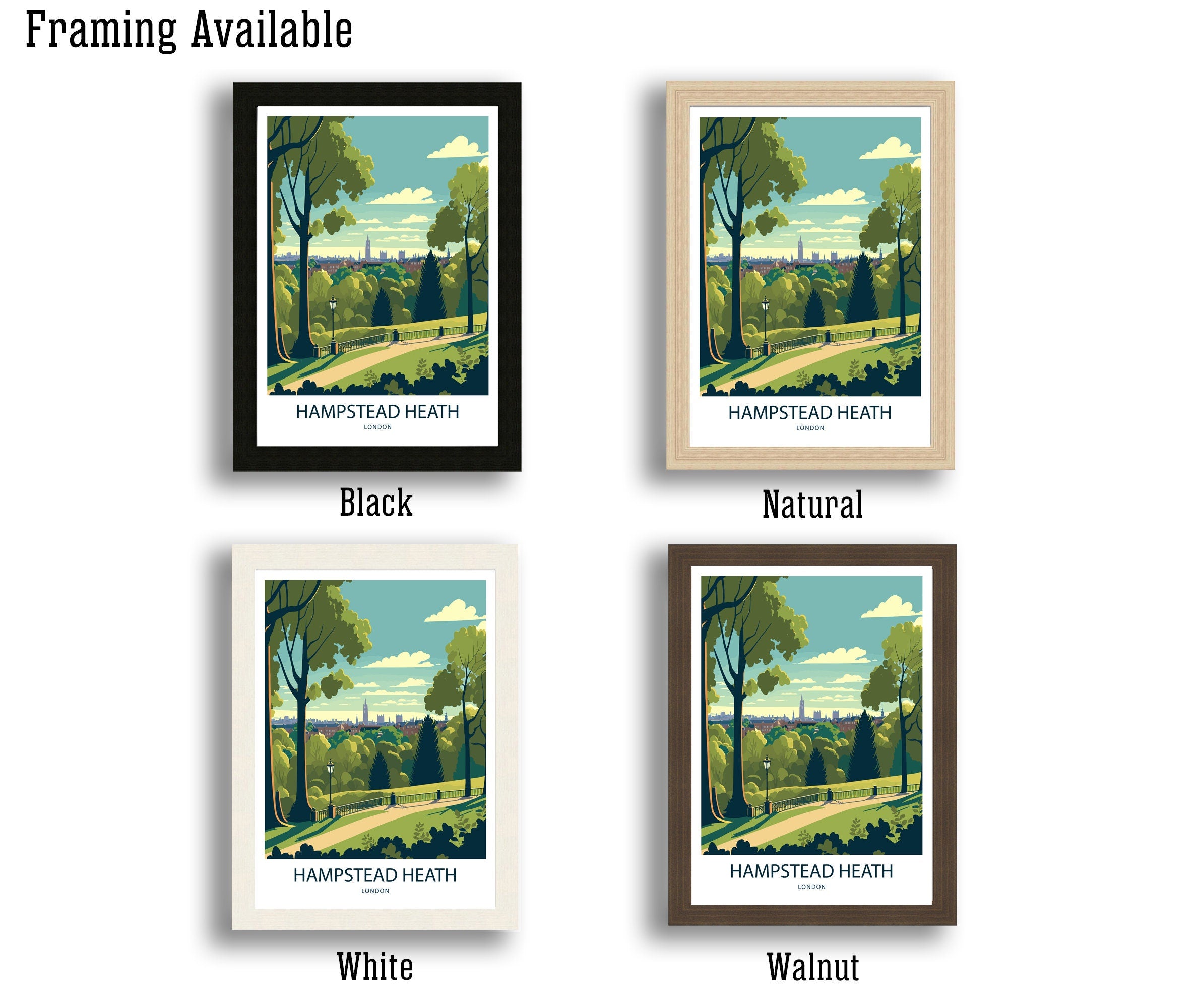 Hampstead Heath London Travel Poster, Archival Art Print