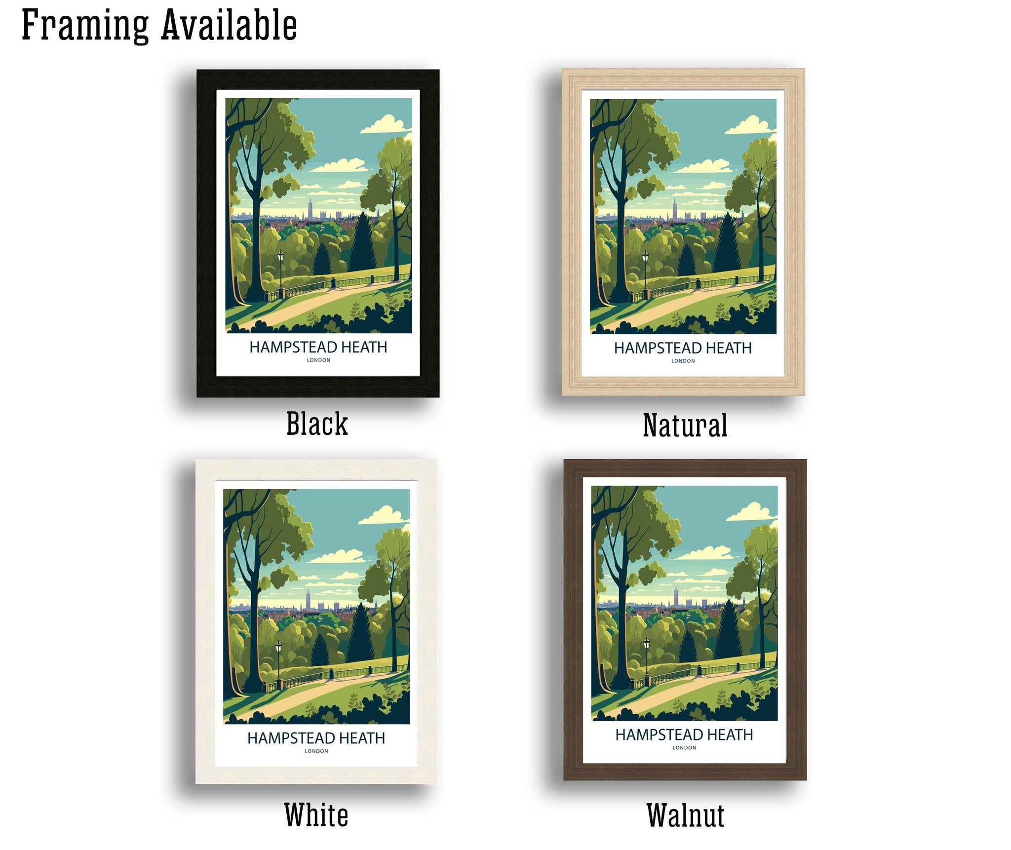Hampstead Heath London Travel Poster, Archival Art Print