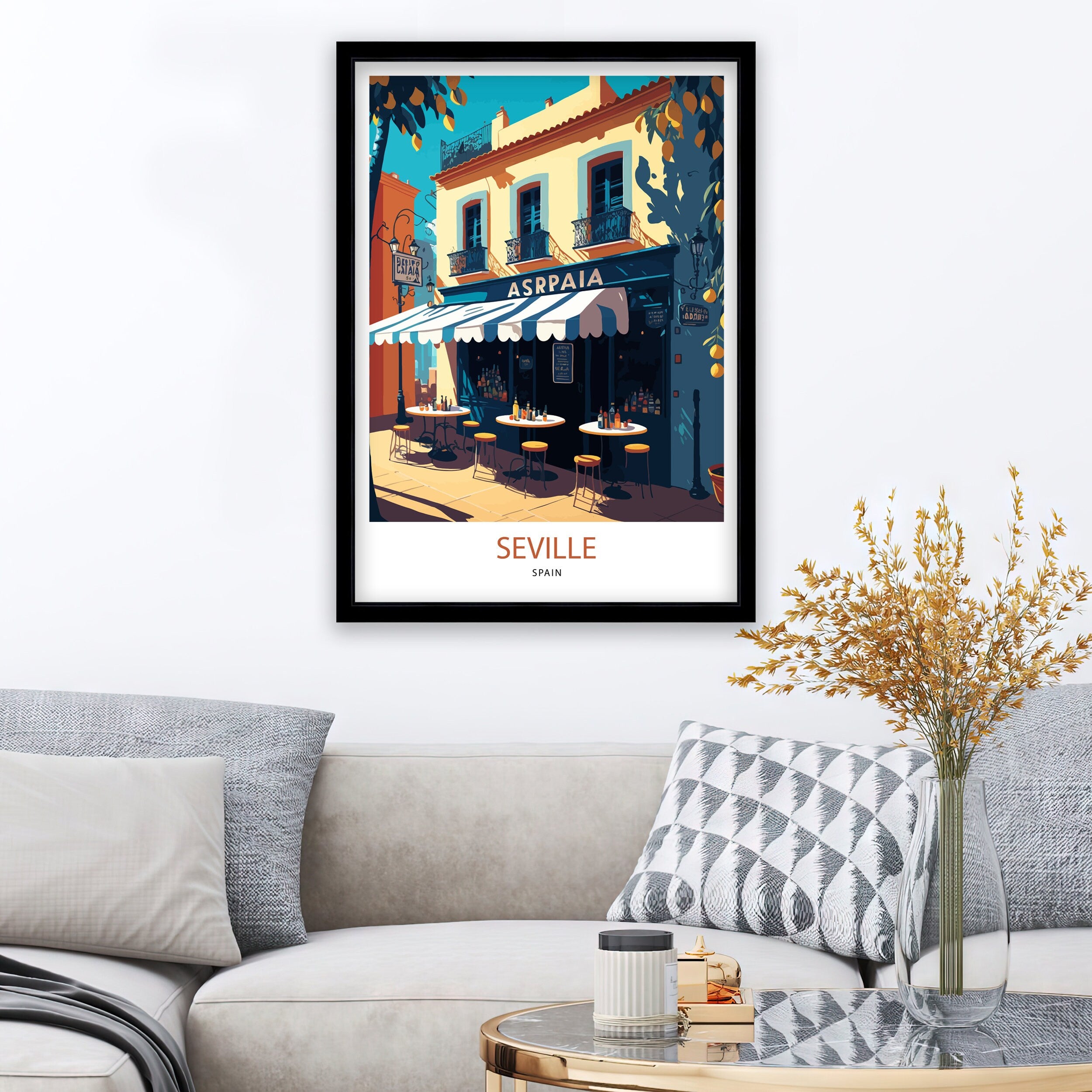Seville Spain Travel Poster | City Architecture Art Print