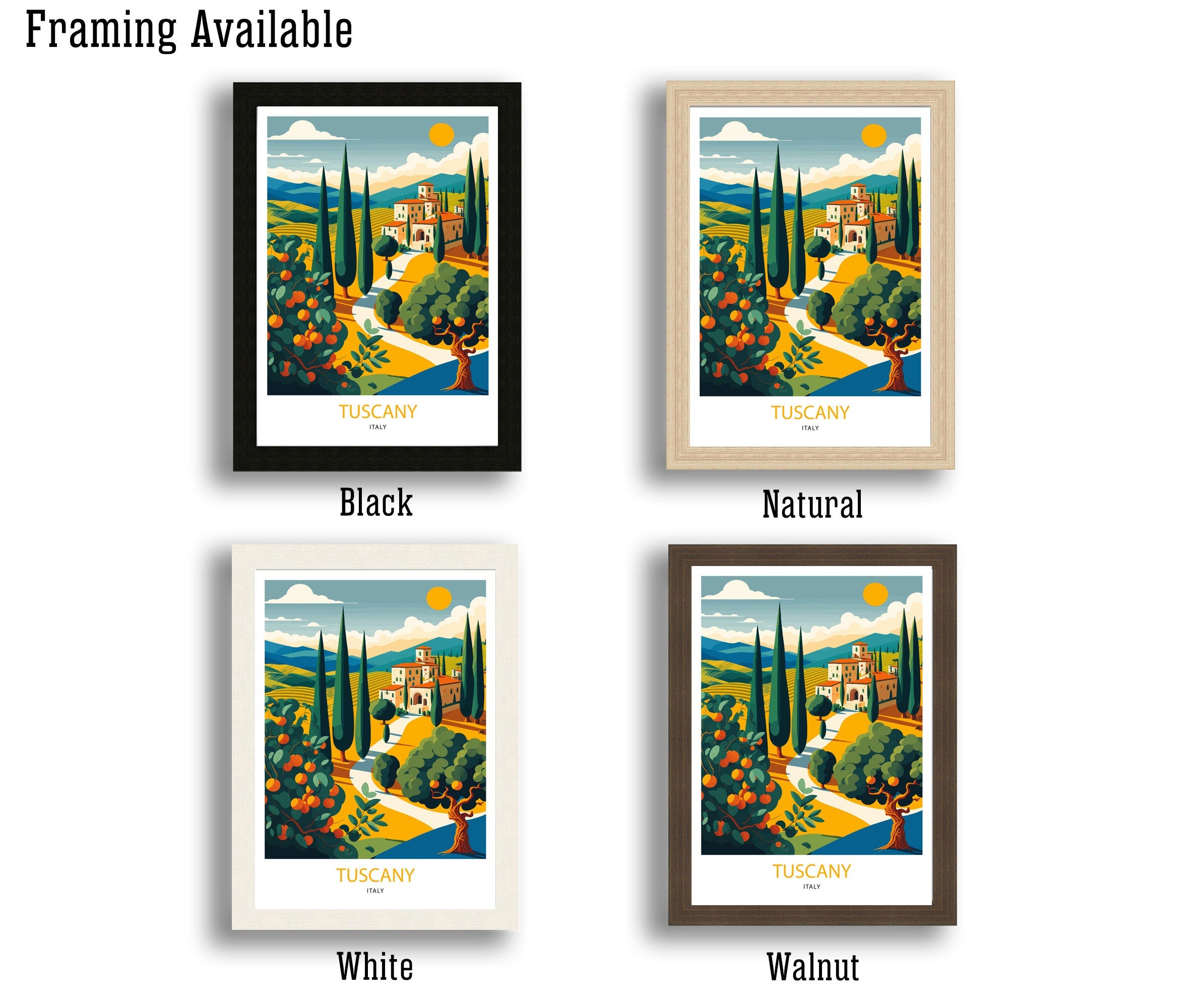 Tuscany Landscape Art Print | Italian Travel Poster